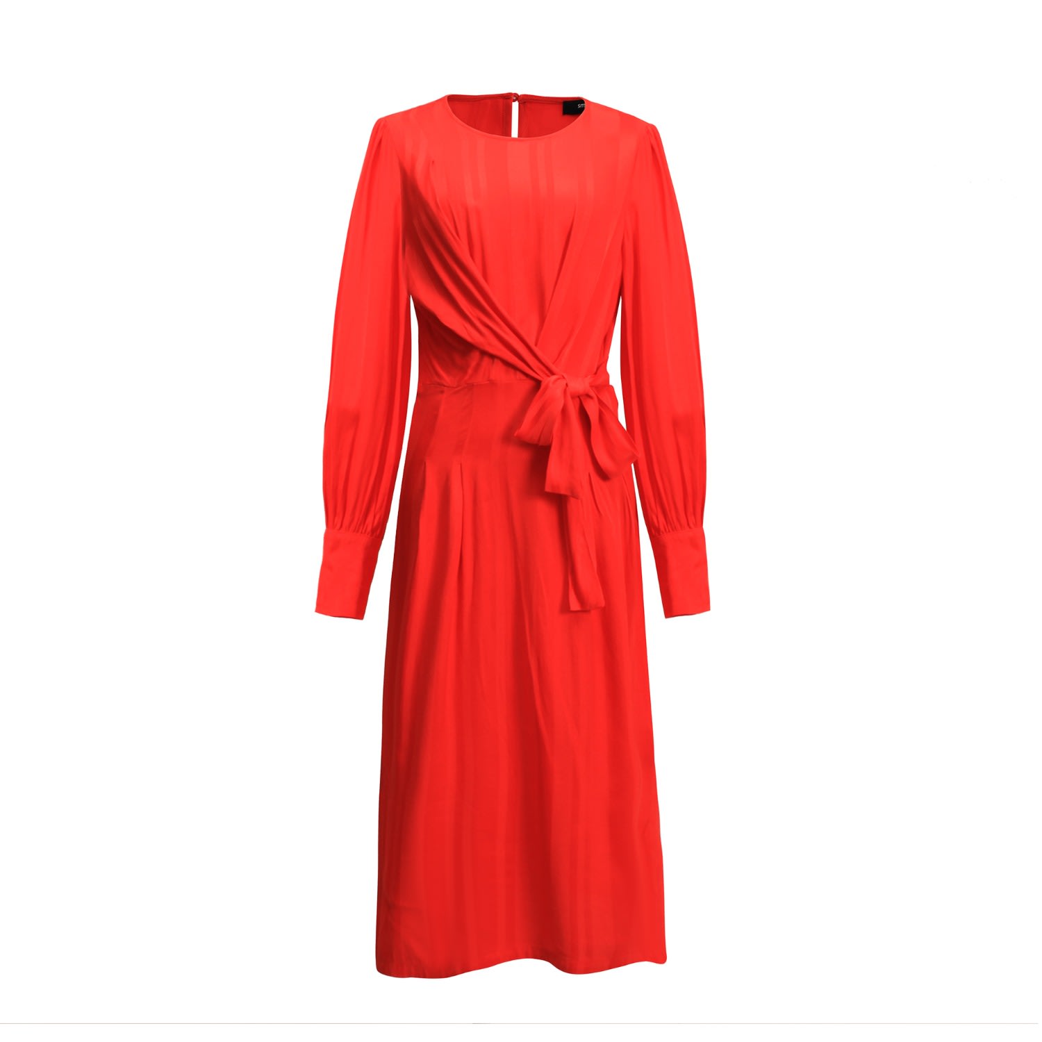 Smart And Joy Women's Draped Blouse Dress With Side Bow - Red In Red