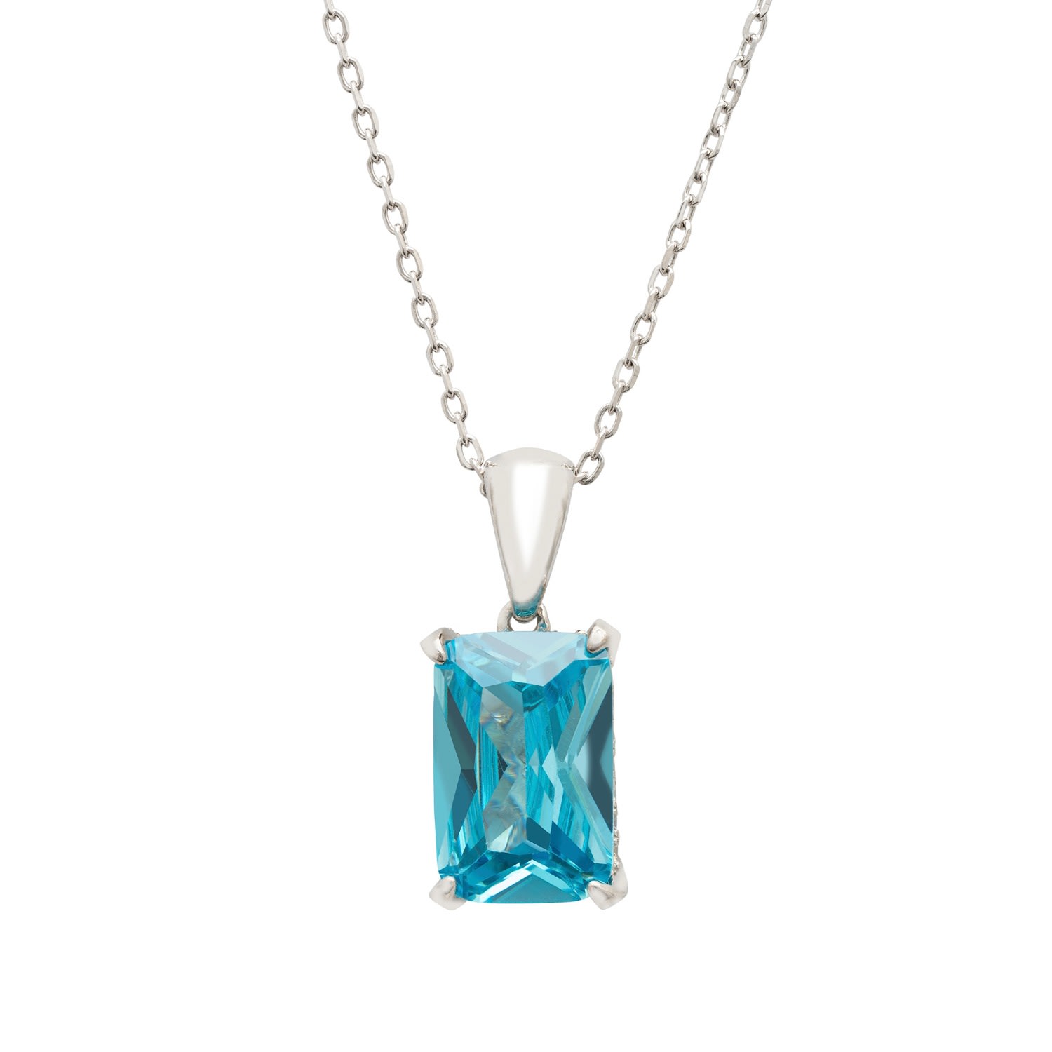 Women’s White / Silver / Blue Alexandra Rectangle Gemstone Necklace Silver Blue Topaz Latelita