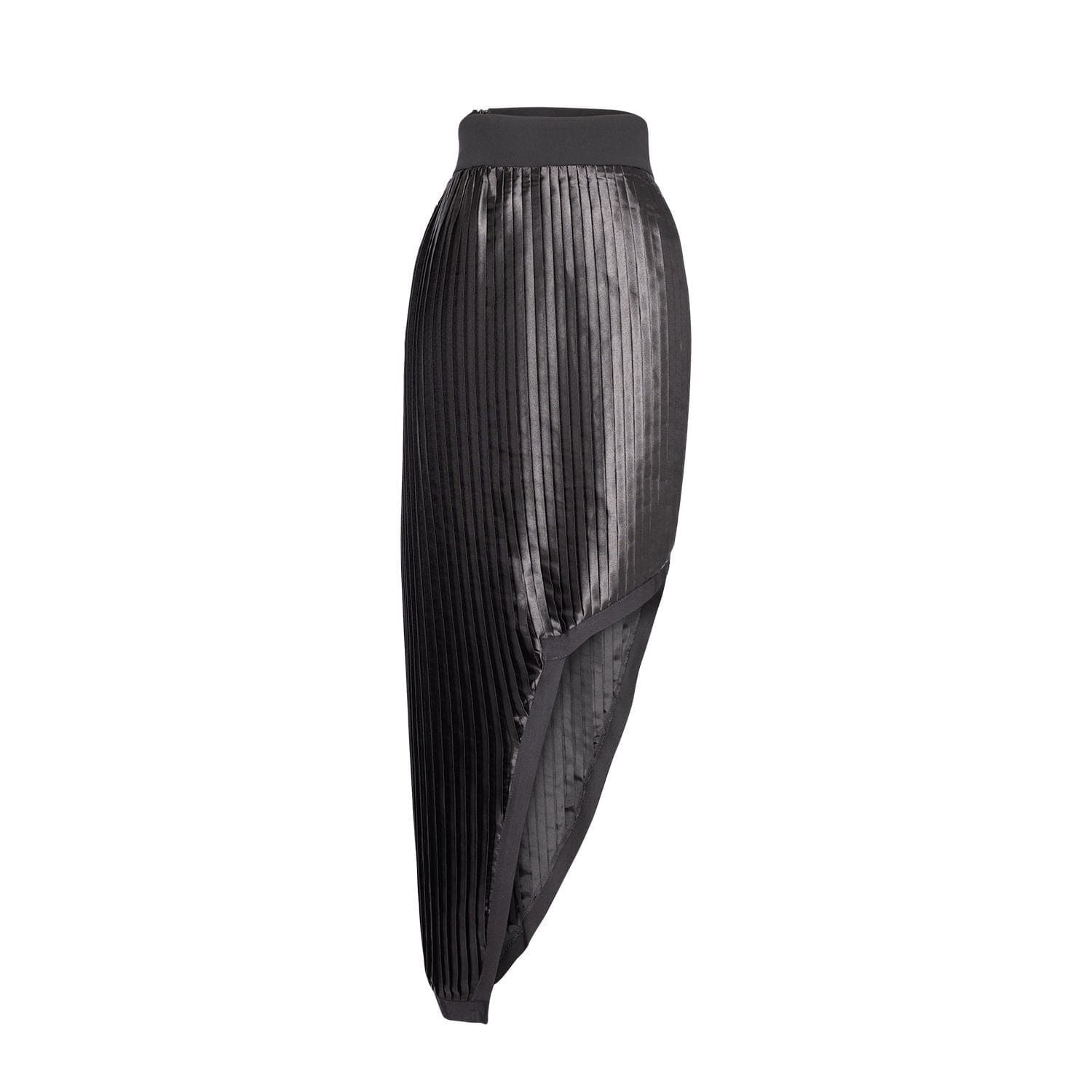 Women’s Black Asymmetric Knife Pleat Skirt Extra Large Vidi Blak