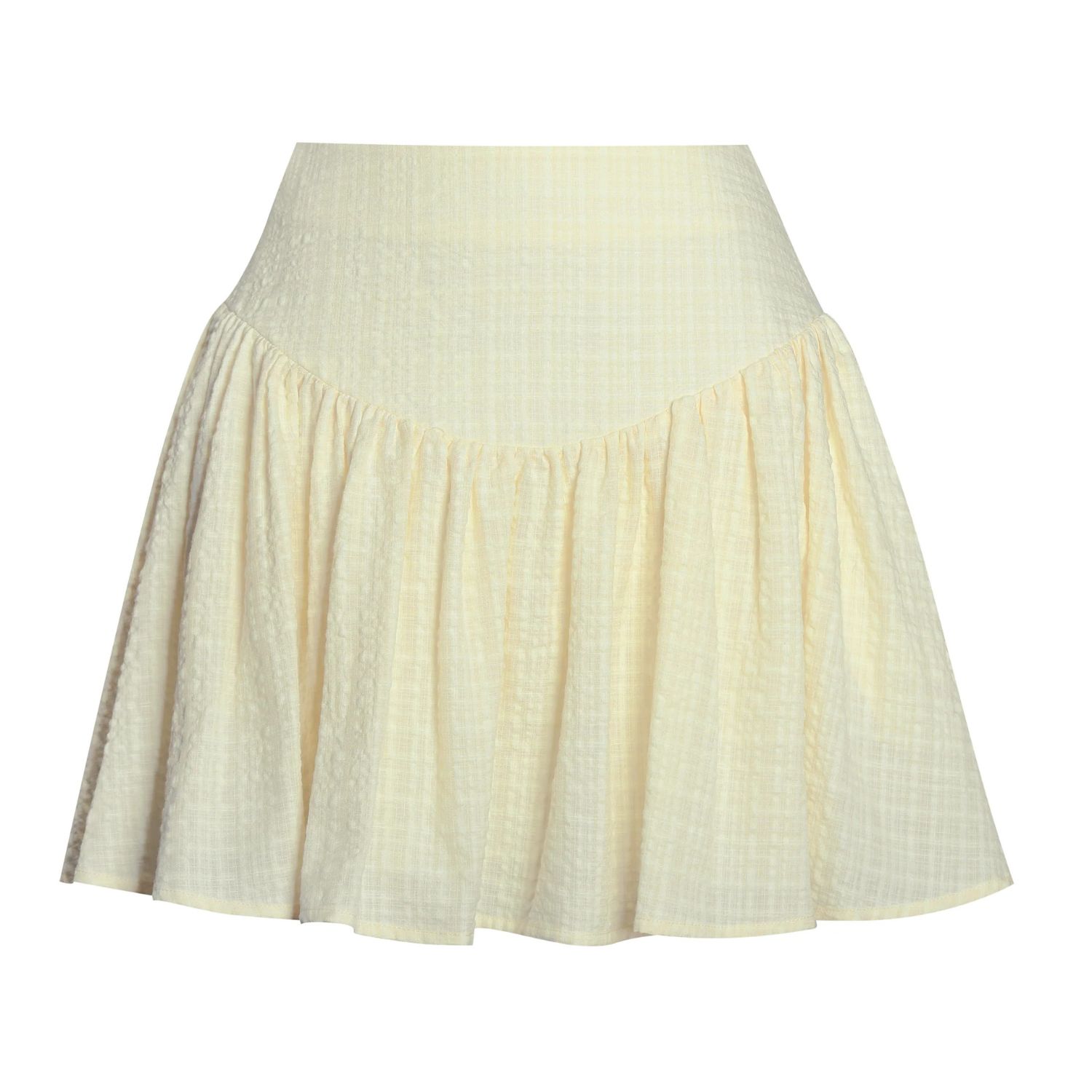 Miss Circle New York Women's Yellow / Orange Odelie Yellow Drop Waist  Seersucker Full Skirt