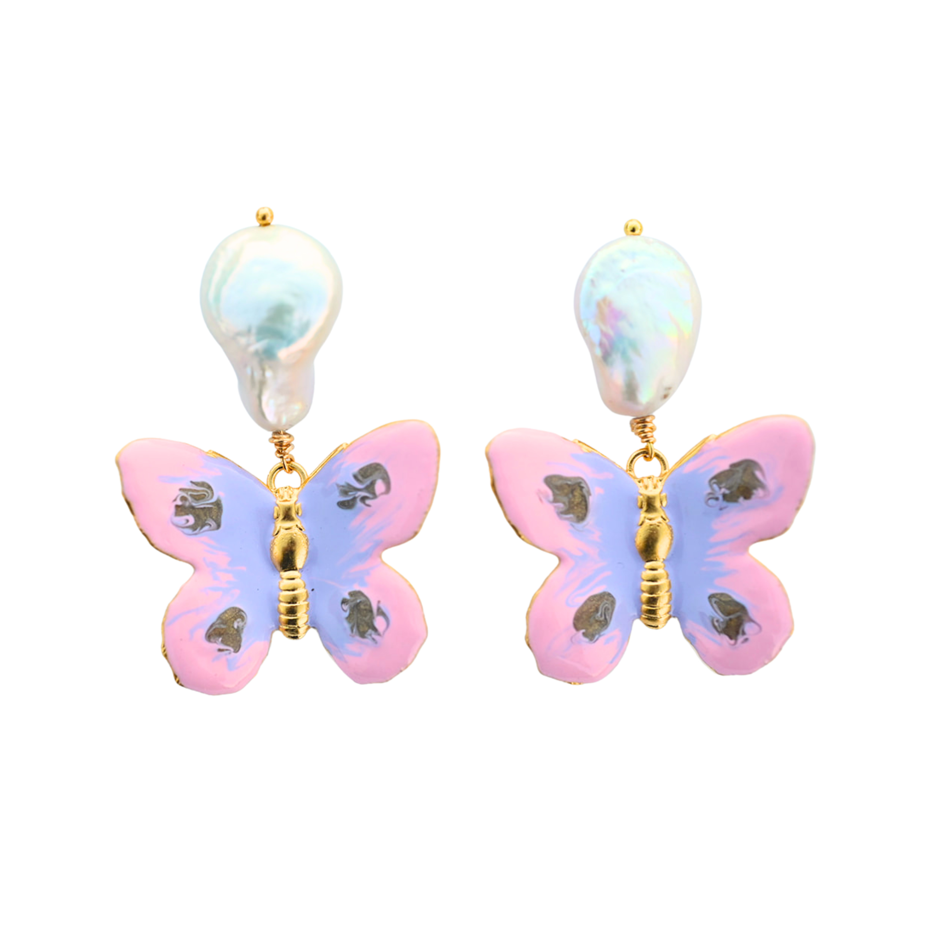 Women’s Pink / Purple The Pink Reef Small Pearl Butterfly In Pink & Lavender