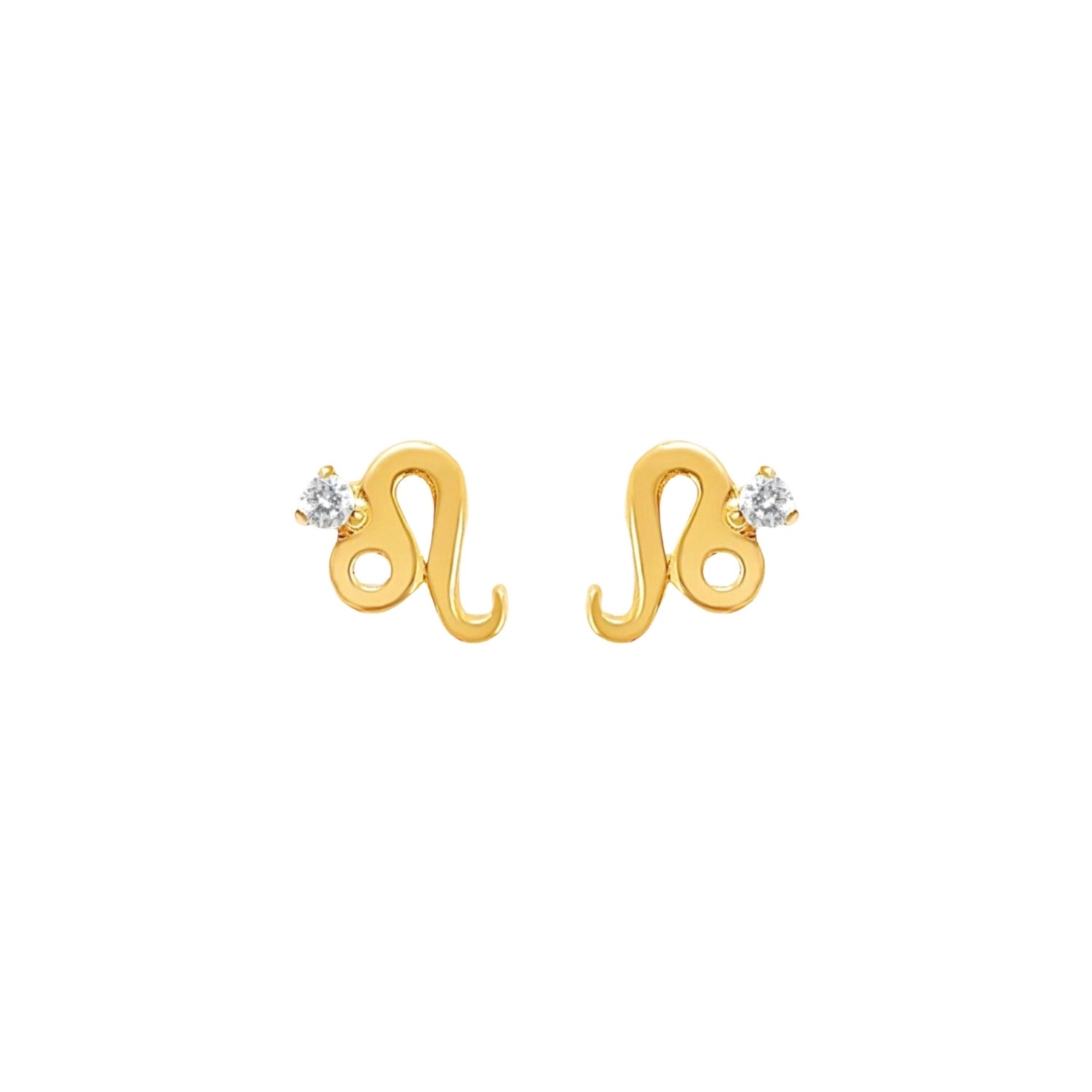 Women’s Gold Leo Zodiac Stud Earrings Lucky Eleven