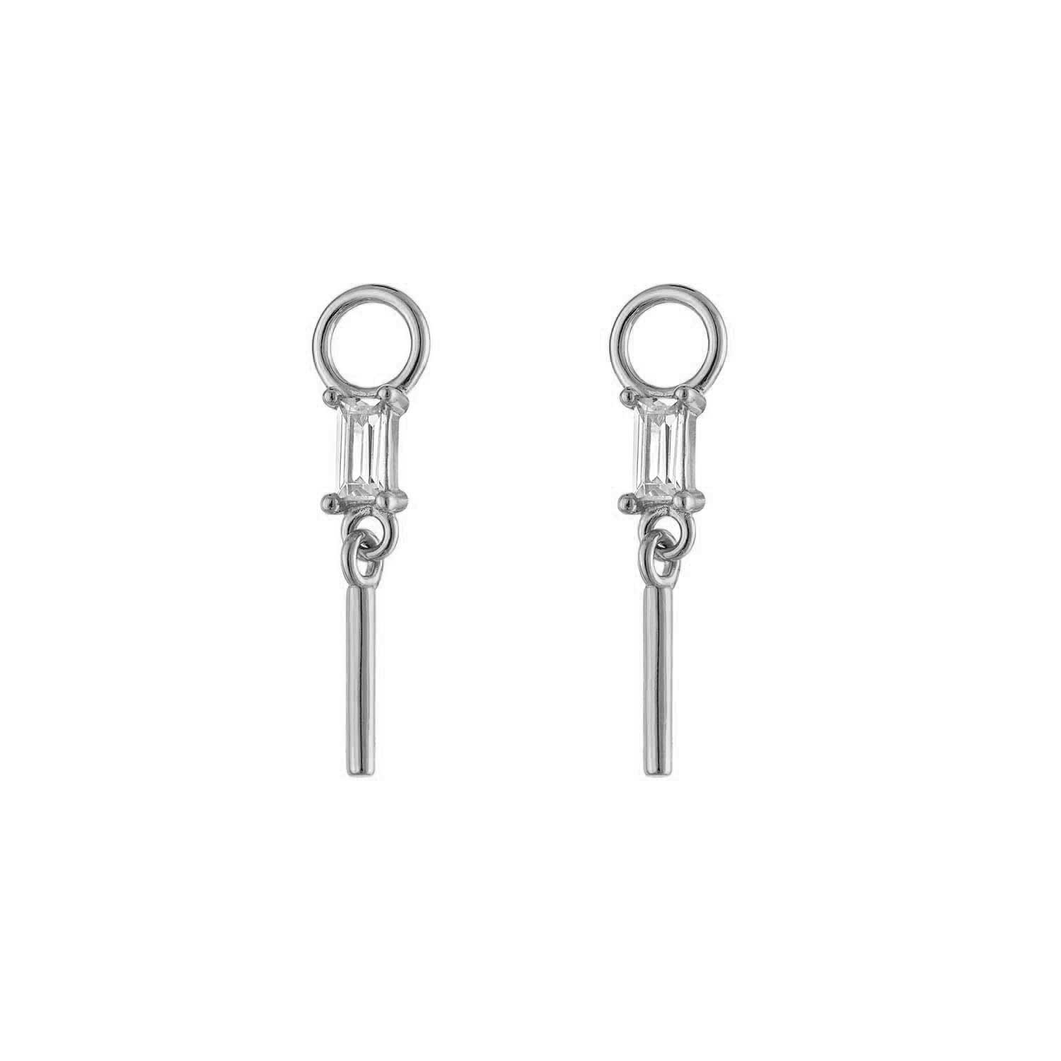Outofoffice Women's Silver Single Baguette Pave With Bar