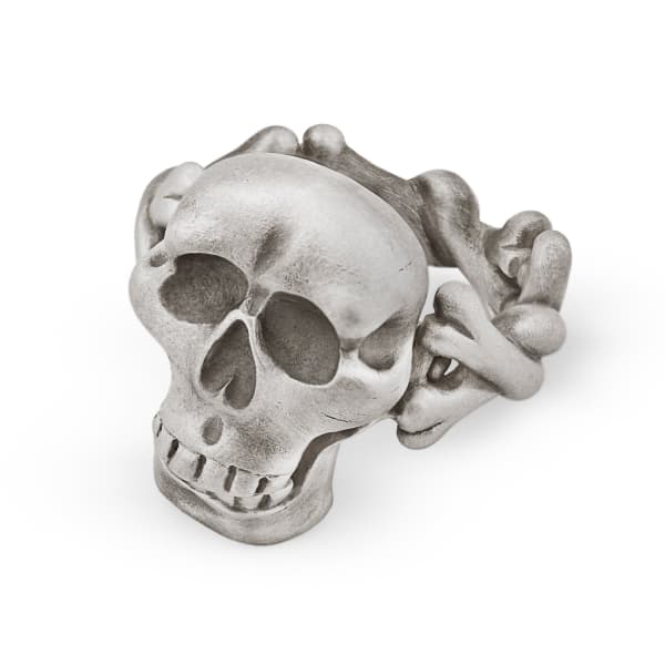Gucci Skull & Crossbones Ring With Hinged Jaw In Crossbones