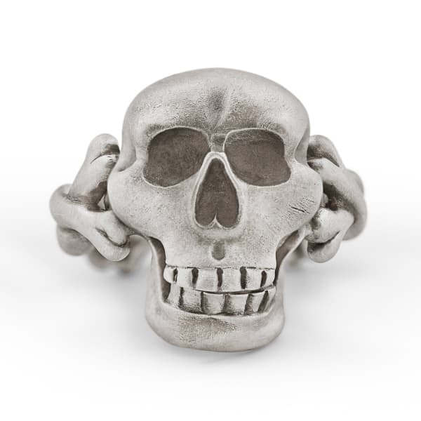Gucci Skull & Crossbones Ring With Hinged Jaw In Crossbones