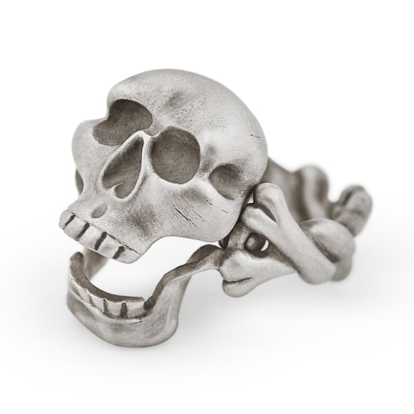 Gucci Skull & Crossbones Ring With Hinged Jaw In Crossbones