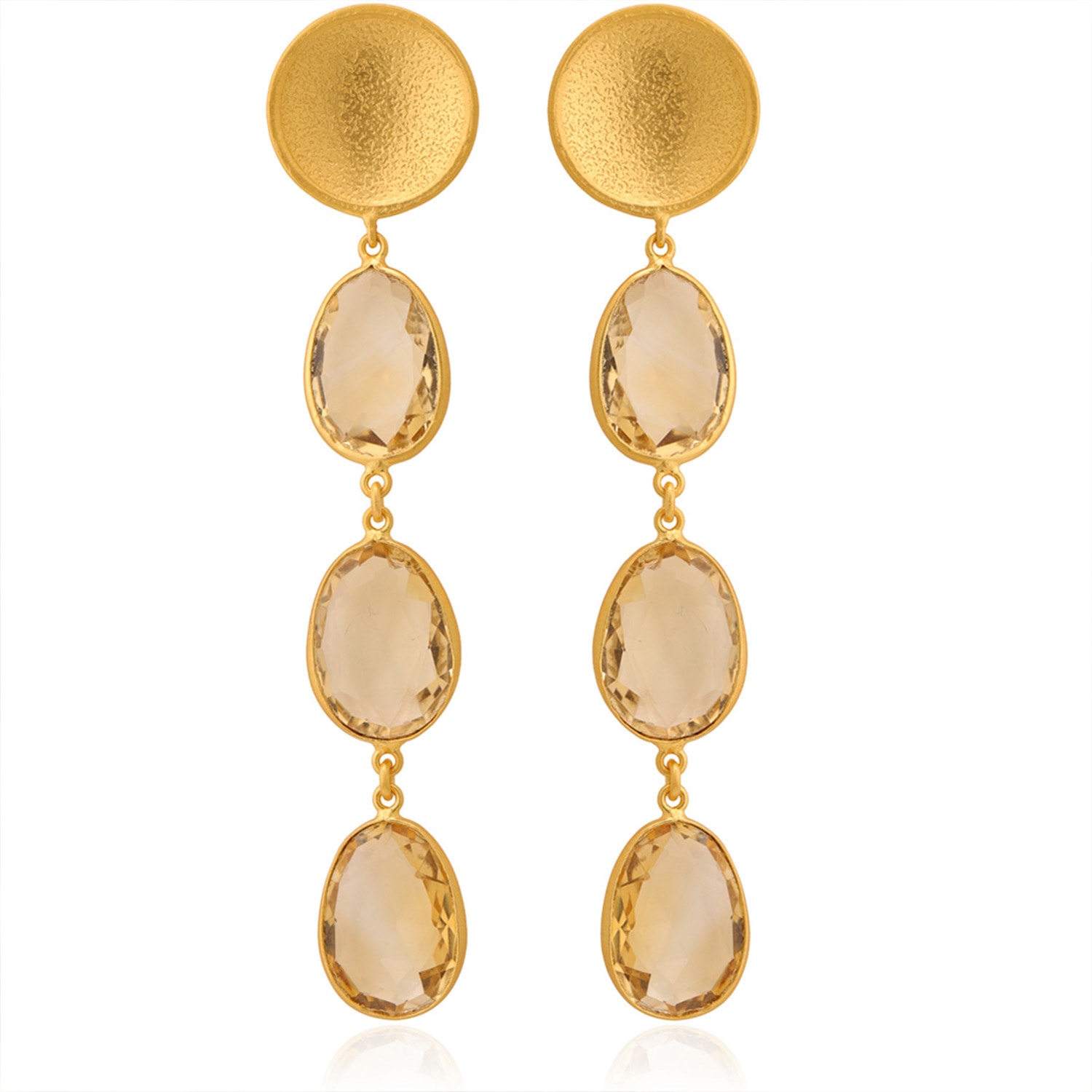 Women’s Brown / Gold Alexandrie Long Earrings - Citrine Boheme Sg