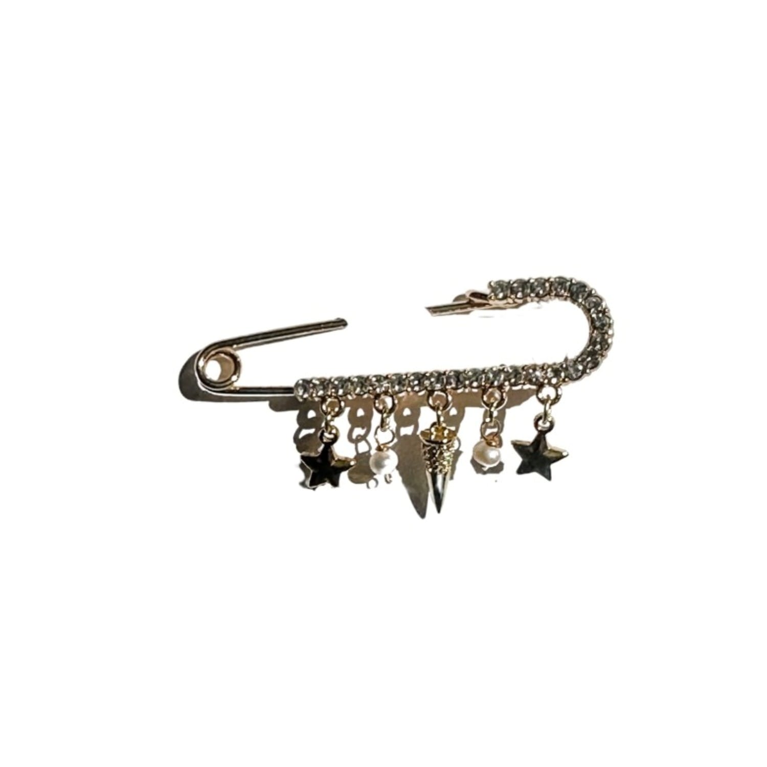 Babaloo Jewelry Women's Gold Safety Pin Charm Brooch