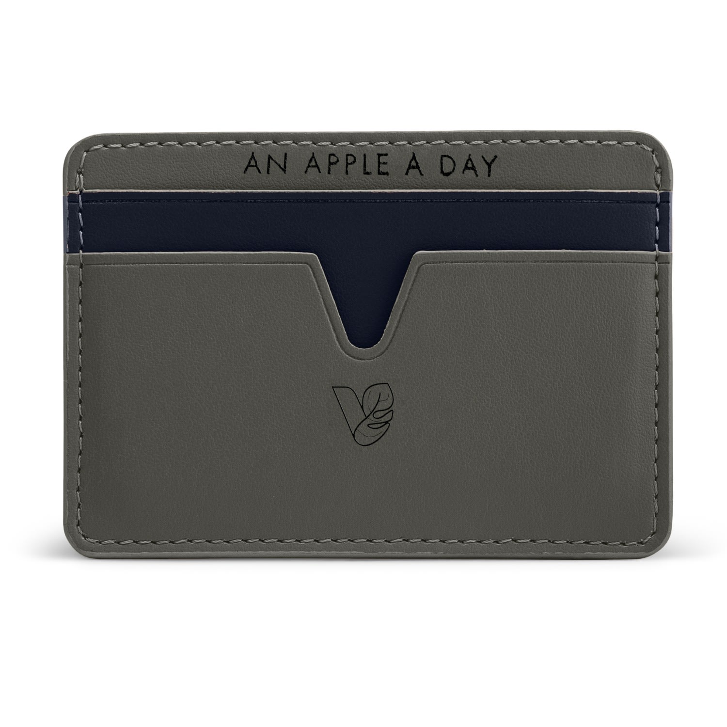 Veganologie Women's Grey Cider Apple Leather Cardholder In Pepper In Gray