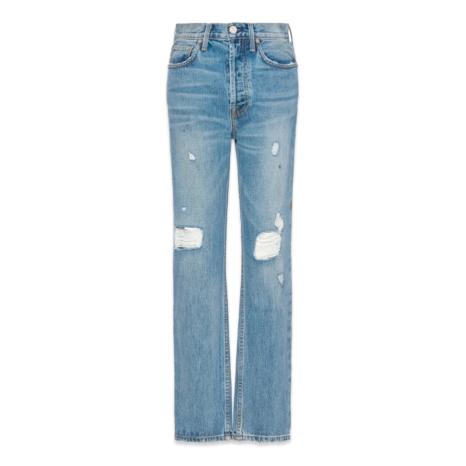 Noend Denim Blue Astoria High Rise Straight Crop Denim In Carpenter In Blue