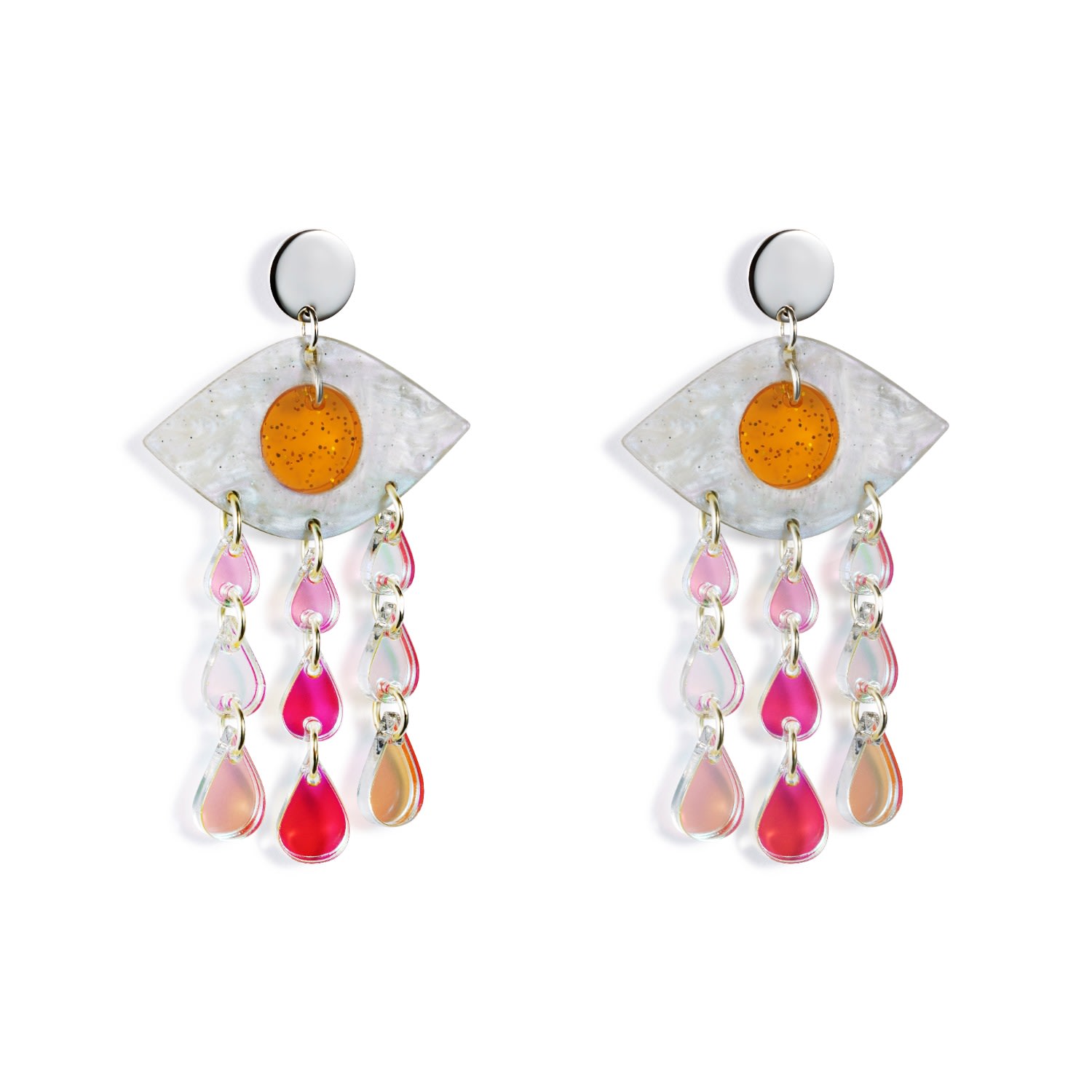 Women’s Yellow / Orange Eye Chandelier Earrings - Orange Toolally