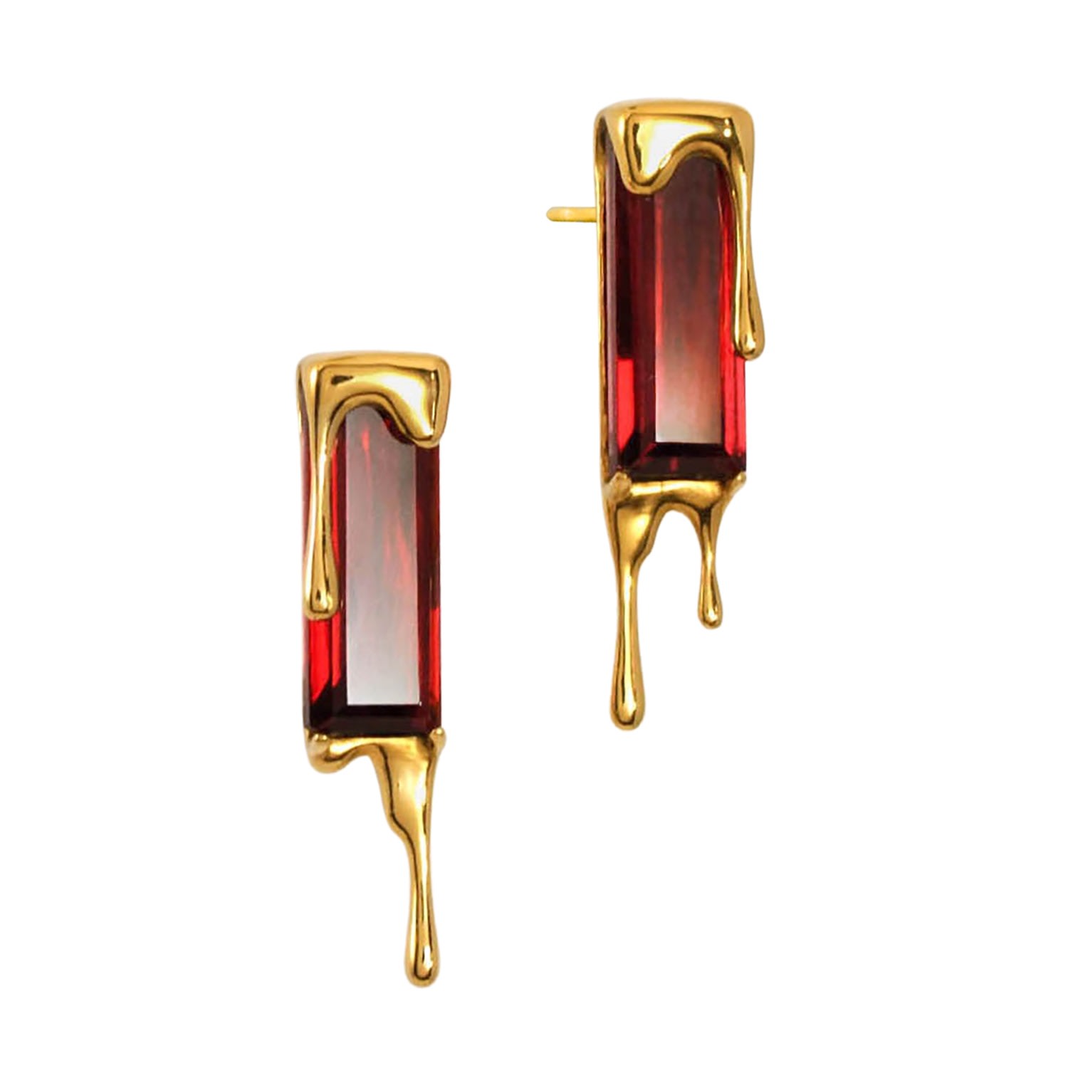 Women’s Dripping Gemstone Vermeil Gold Earrings Marie June Jewelry