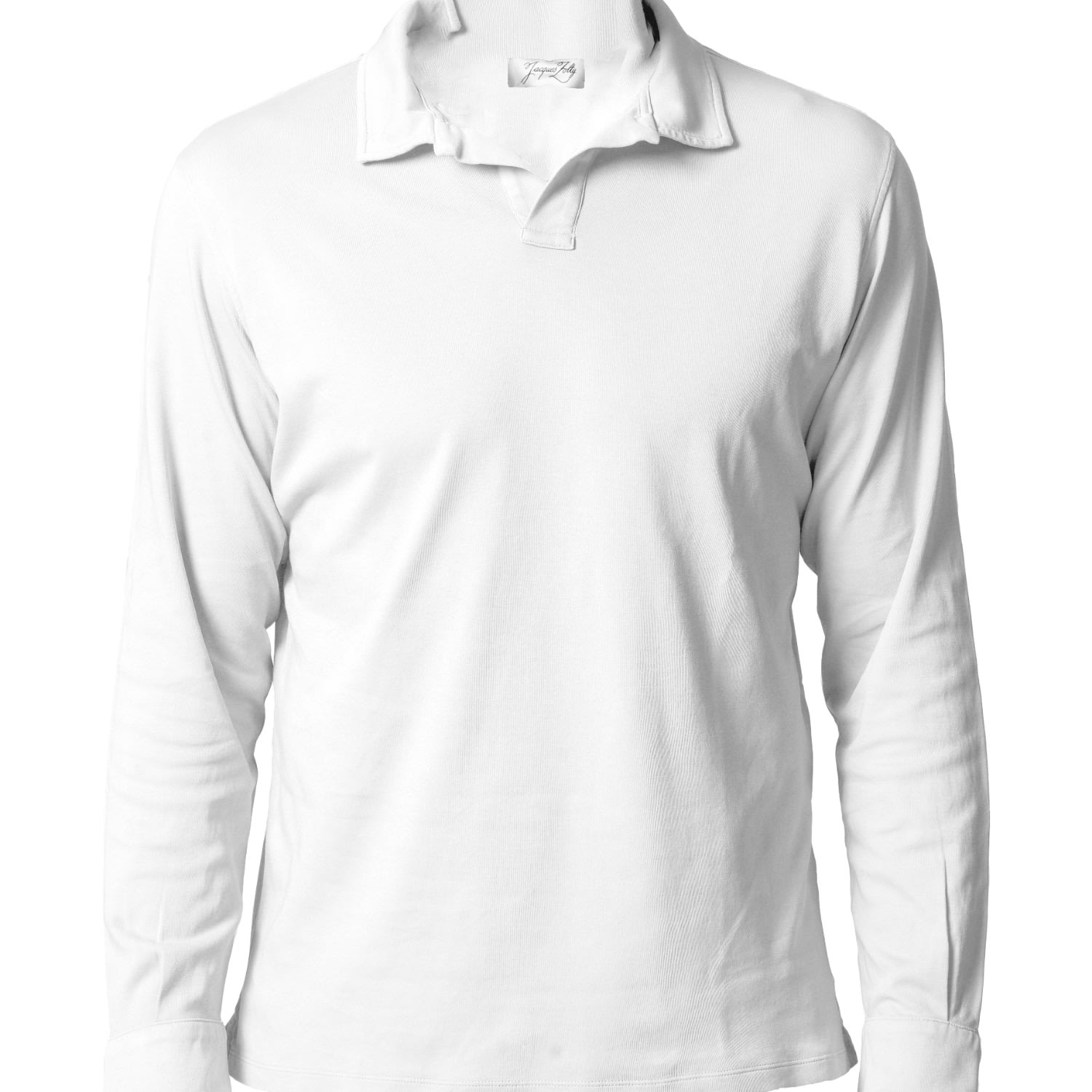 Jacques Zolty Patrick Mens Cotton Polo Long Sleeve White