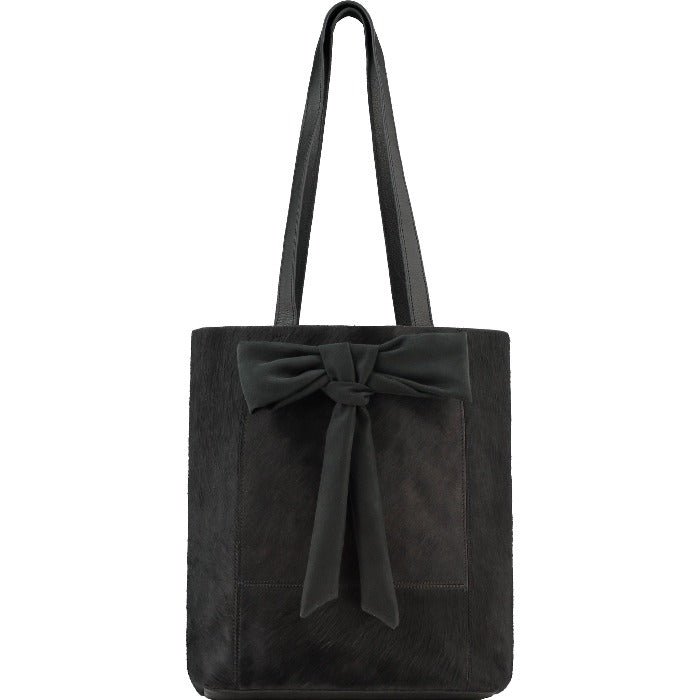 Women’s Black Bow Small Haircalf Leather Tote Bag Black Bblyn One Size Brix+Bailey