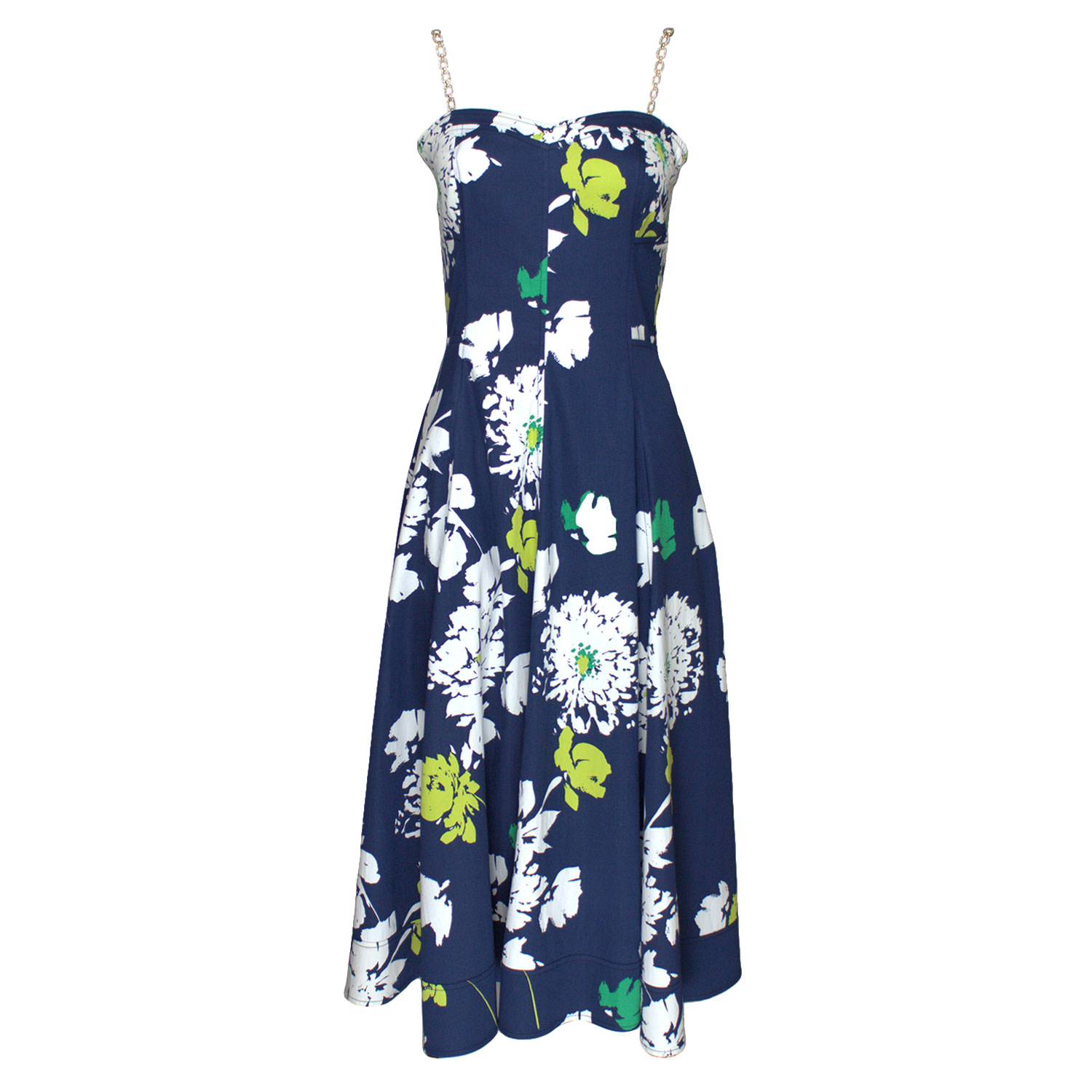 Lalipop Design Women's Two Chain-link Shoulder Straps Midi Dress In Yellow