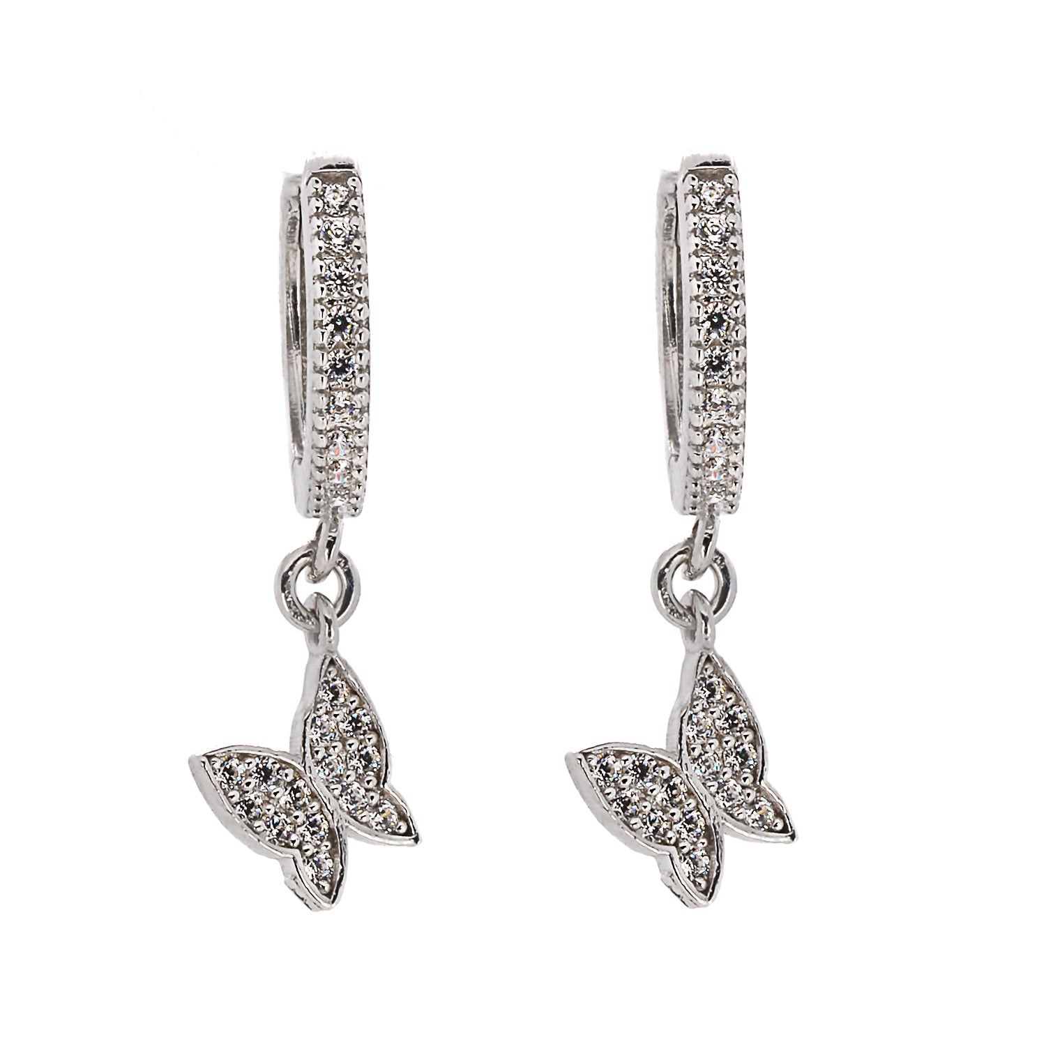 Women’s Sterling Silver & Pave Diamond Freedom Butterfly Earrings - Silver Ebru Jewelry