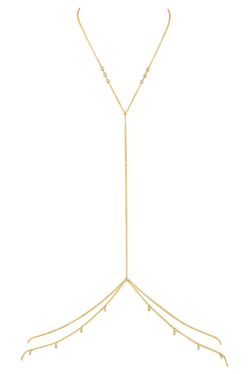 Naiia Women's Leigh Cz Gemstone And Gold Body Chain & Necklace