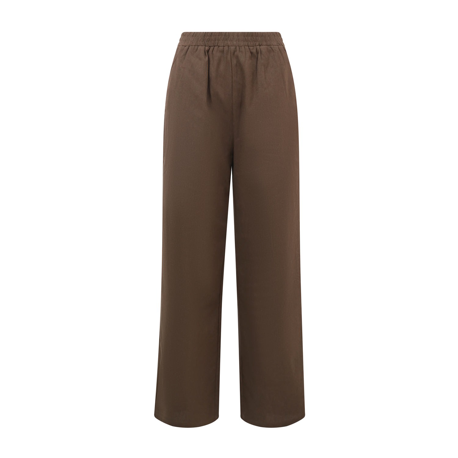 Women’s Brown High Waist Linen Trousers Chocolate Extra Large Balou