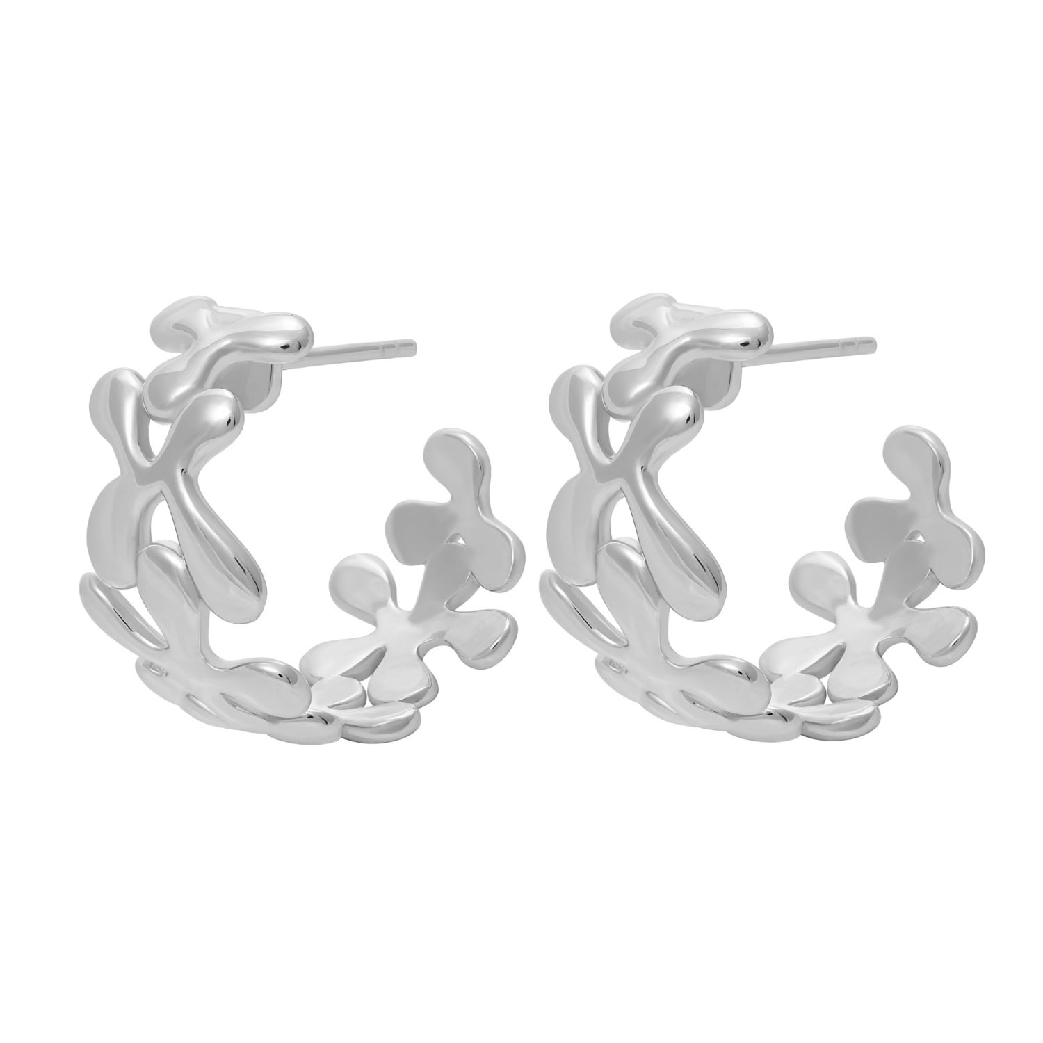 Lucy Quartermaine Women's Solid Sterling Silver Splash Hoops