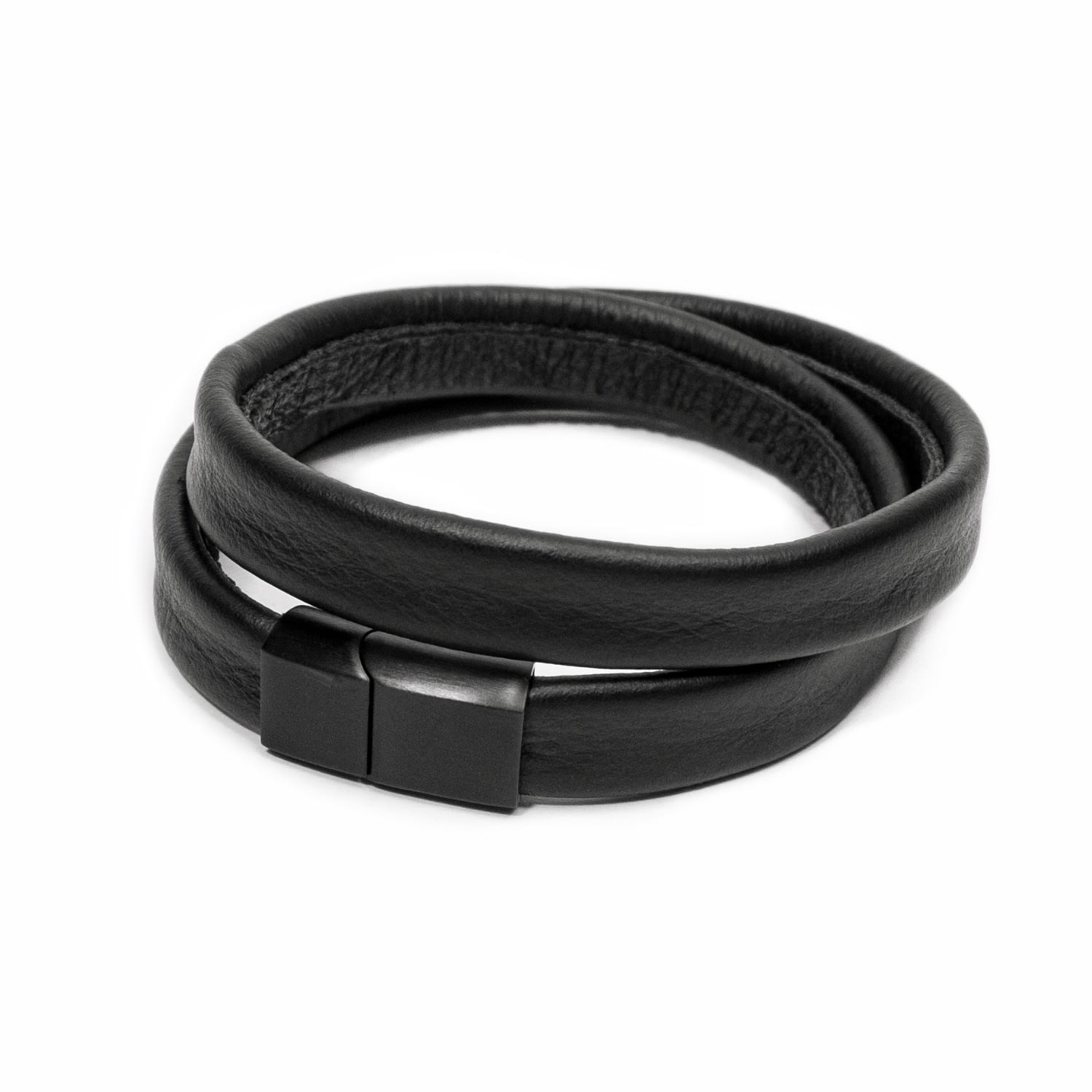 Women’s Black Unisex Double Wrap Leather Bracelet Waiwai