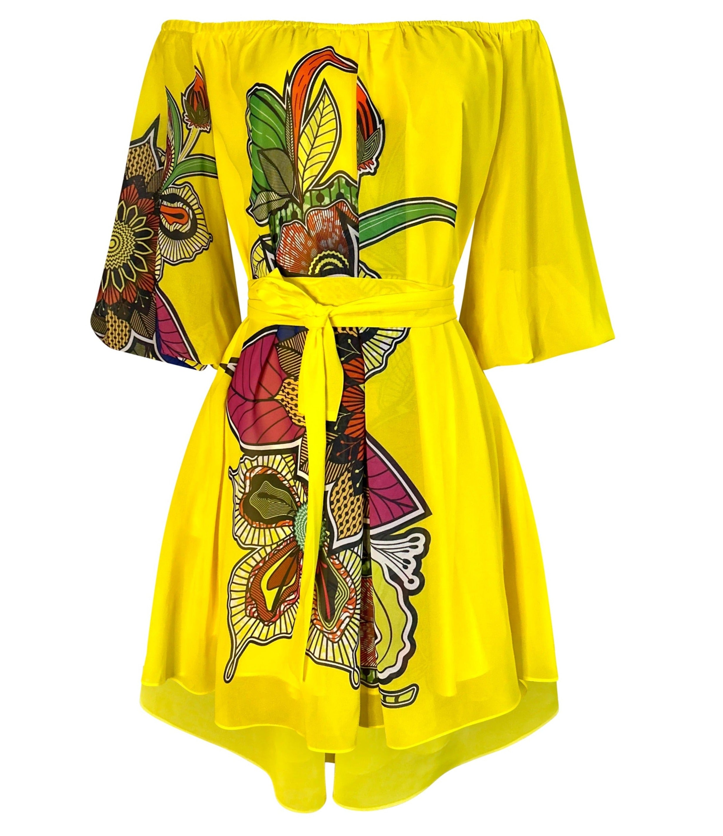 Rahyma Women's Lizzy Off Shoulder Floral Dress In Yellow