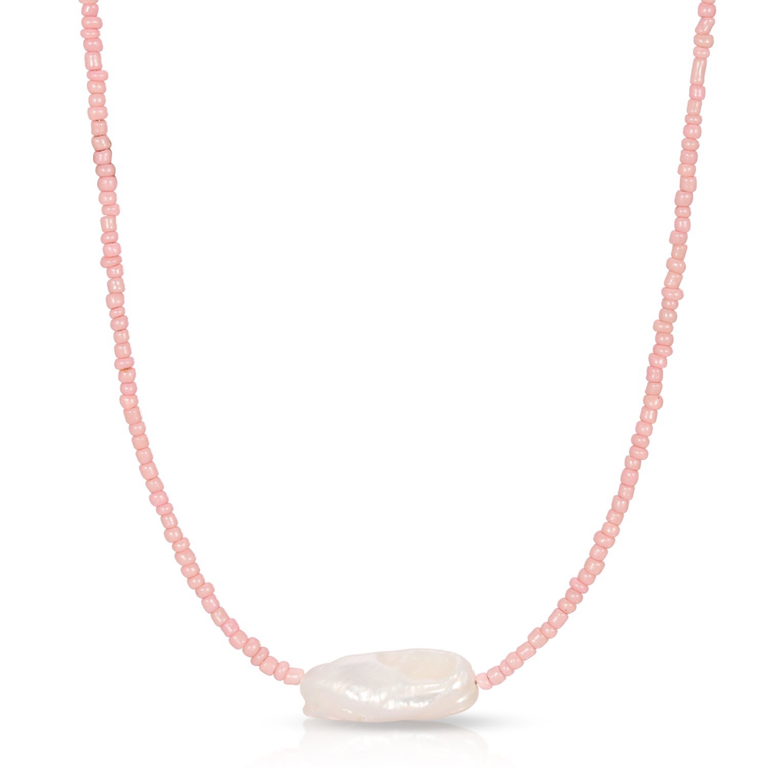 Women’s Rose Gold Coloured Baroque Pearl Necklace - Light Pink Essentials Jewels