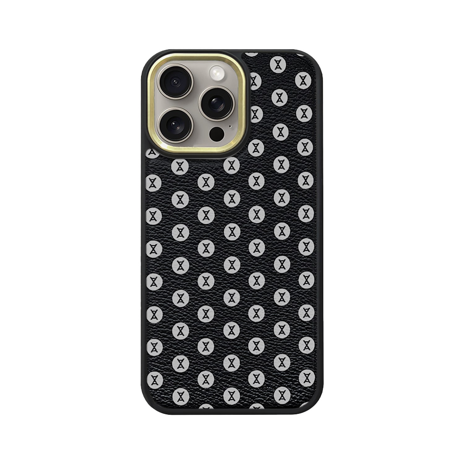 Velante Neutrals Vegan Leather Premium Phone Case - Gold In Black/yellow