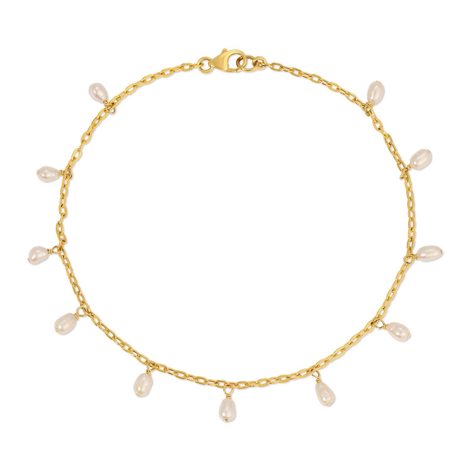 Atma Prema Women's Gold Pearl Dangle Anklet