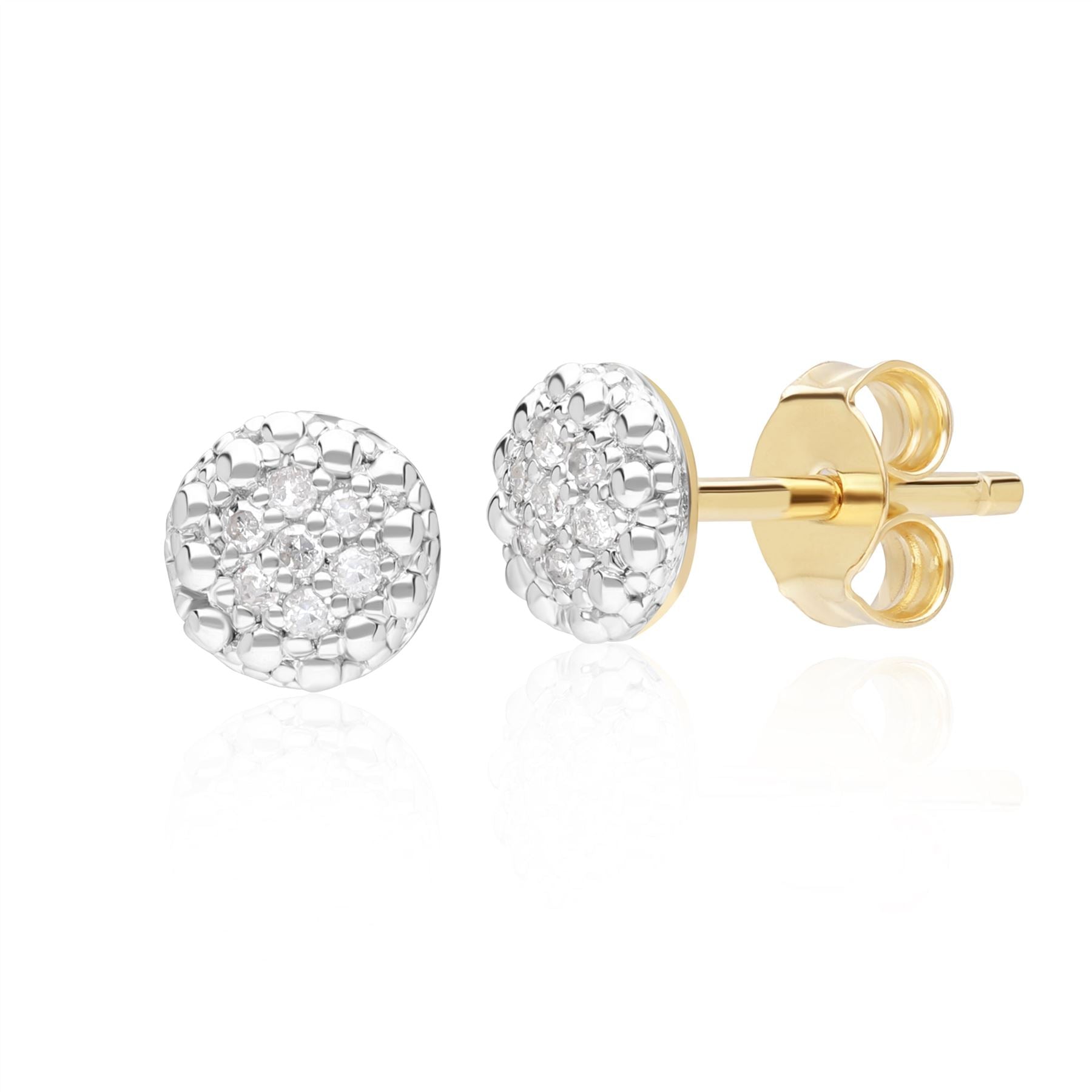 Women’s Diamond Pave Round Stud Earrings In Yellow Gold Gemondo