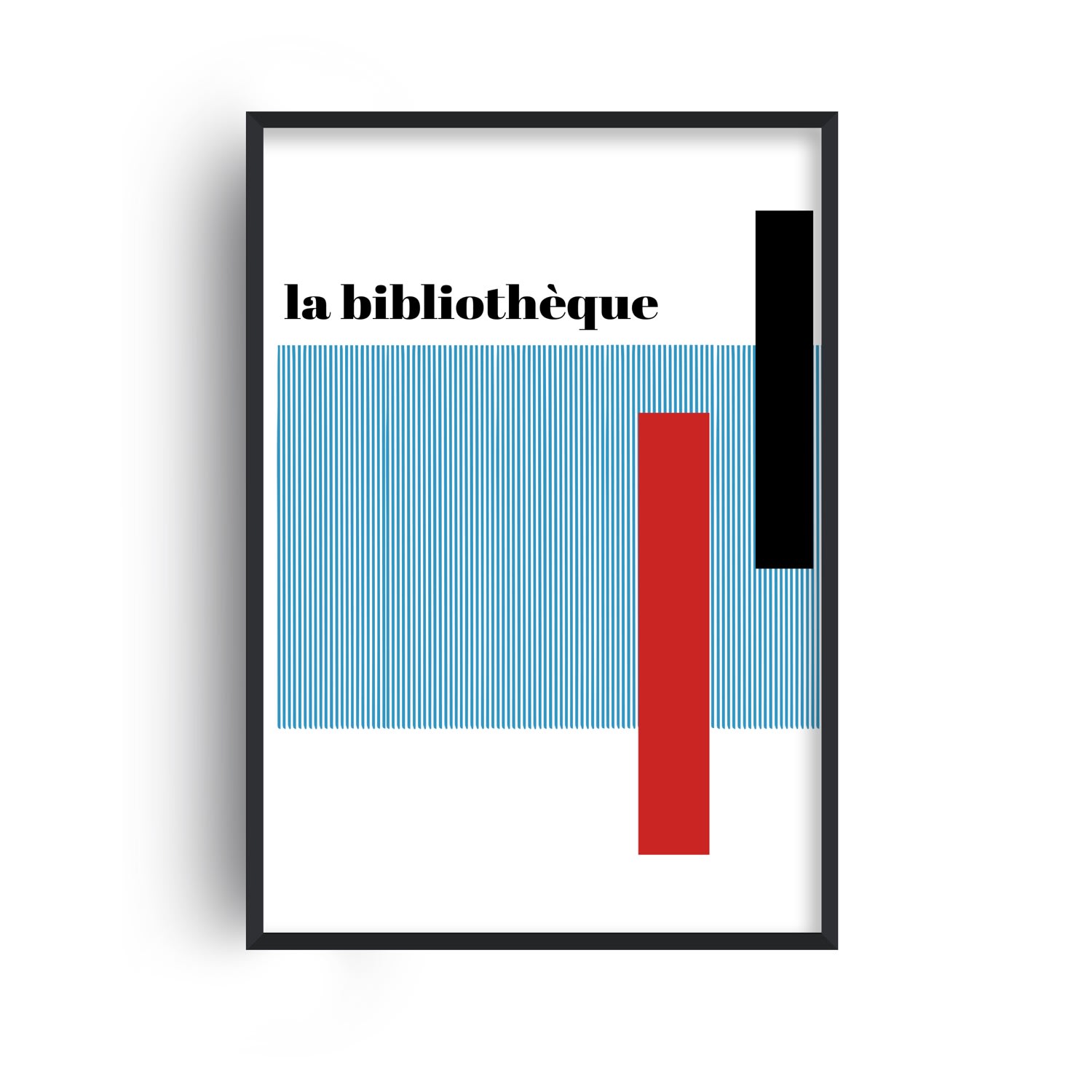 White / Black / Blue La Bibliothque French Abstract Gicle Art Print A3 A3 297 X 420Mm Fanclub