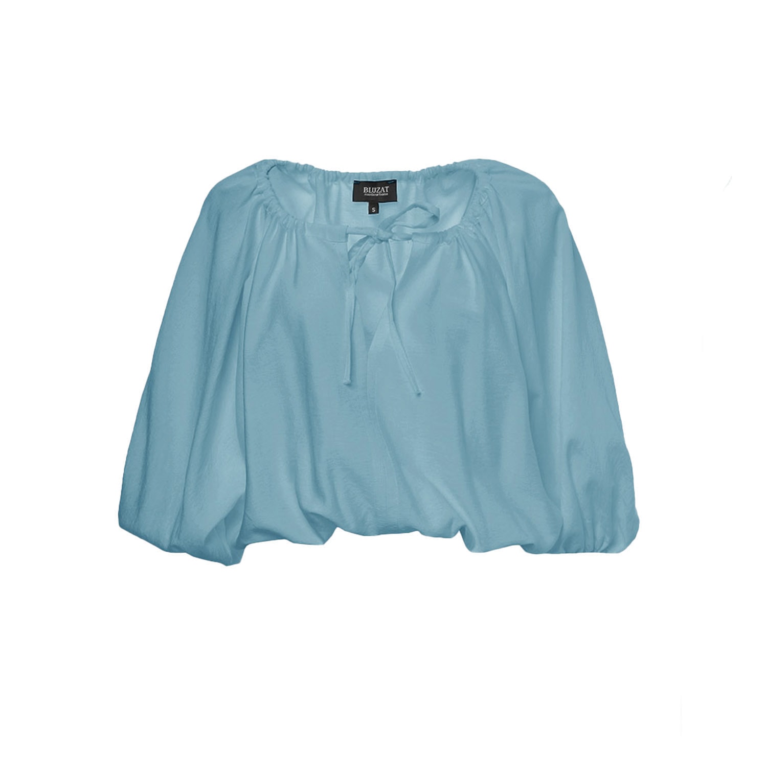 Bluzat Women's Green Mint Linen Flowy Blouse In Blue