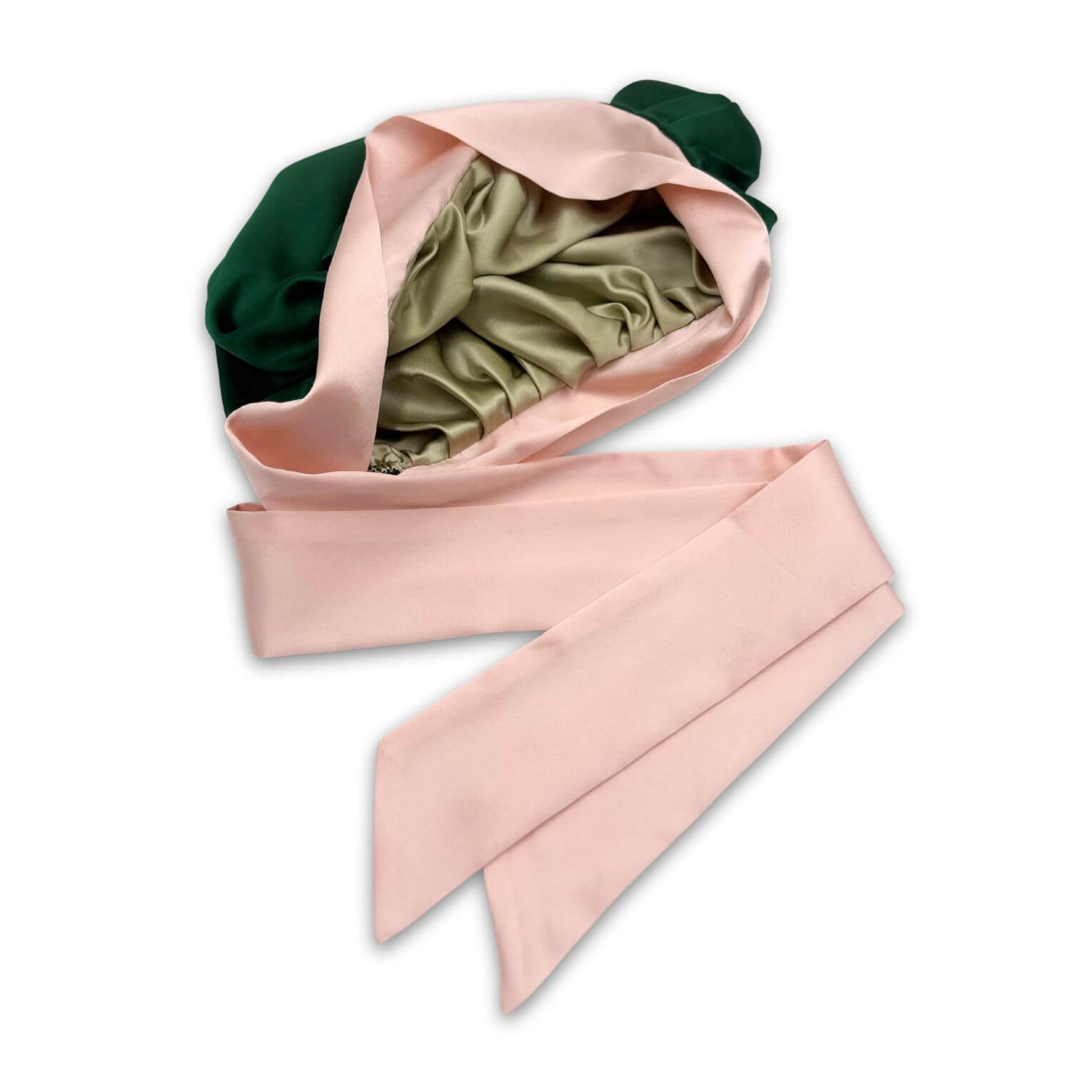 Hi Silk Women's Green / Pink Reversible Mulberry Silk Bonnet With Ties In Multi