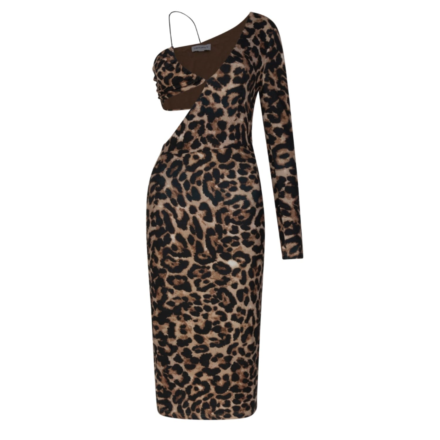 Circular Path Women's Black / Brown Midi Rule Breaker Dress In Animal Print