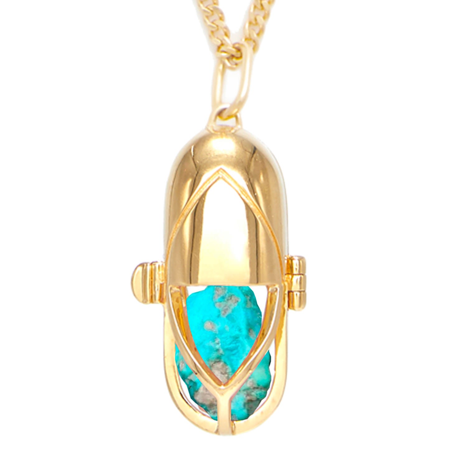 Women’s Blue Capsule Crystal Pendant - Gold Vermeil - Turquoise Capsule Eleven