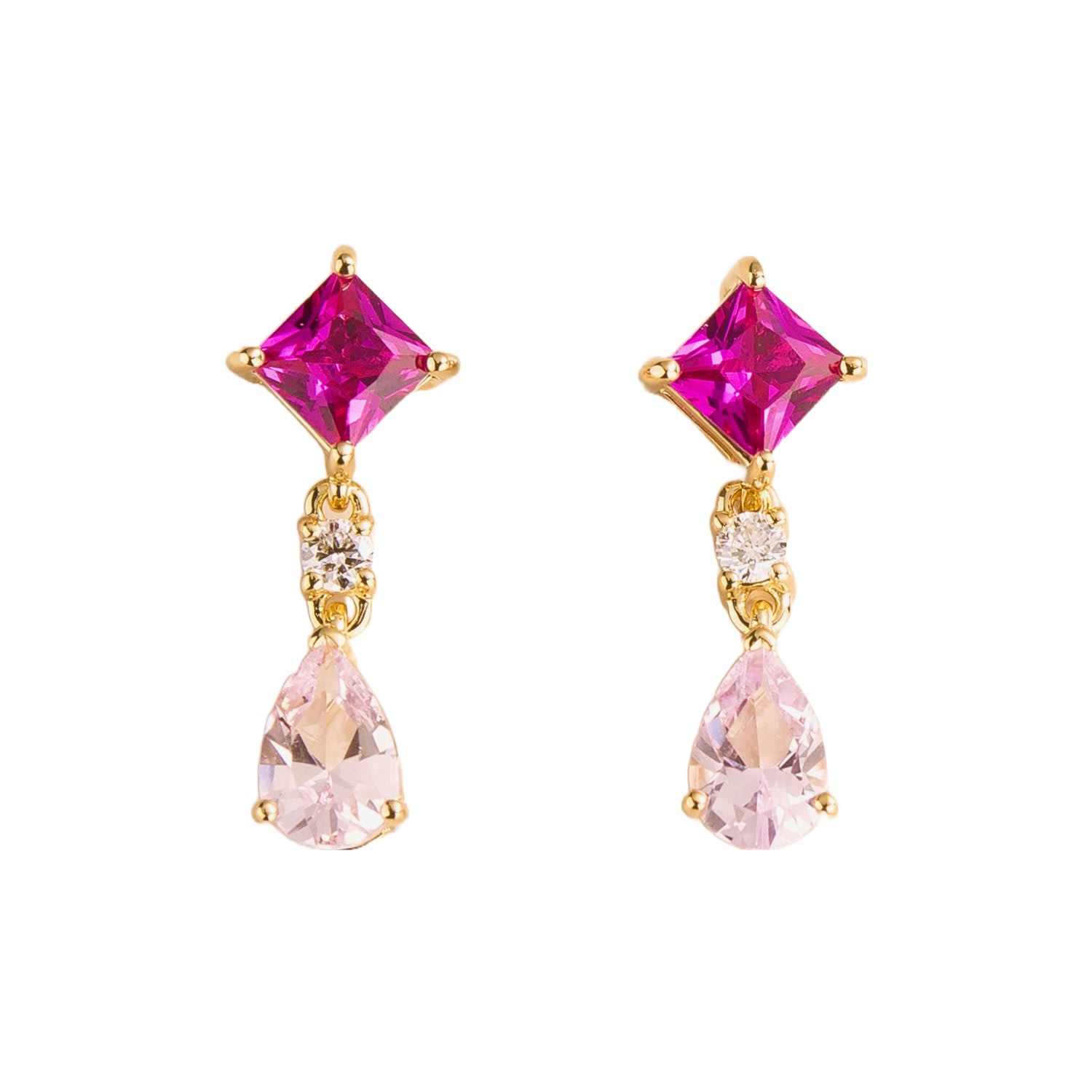 Juvetti Women's Pink / Gold Ori Pink Sapphires & Diamonds Gold Earrings In Multi