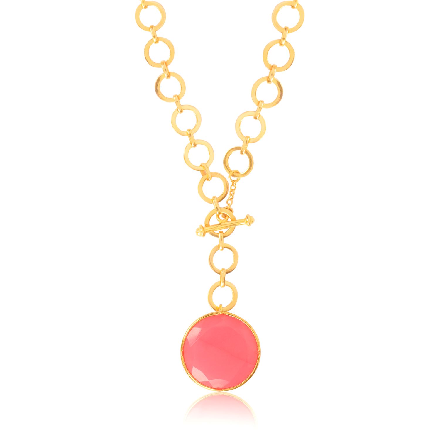 Lila Rasa Women's Pink / Purple / Gold Blushing  Pink Crystal With Loop Chain & T Lock