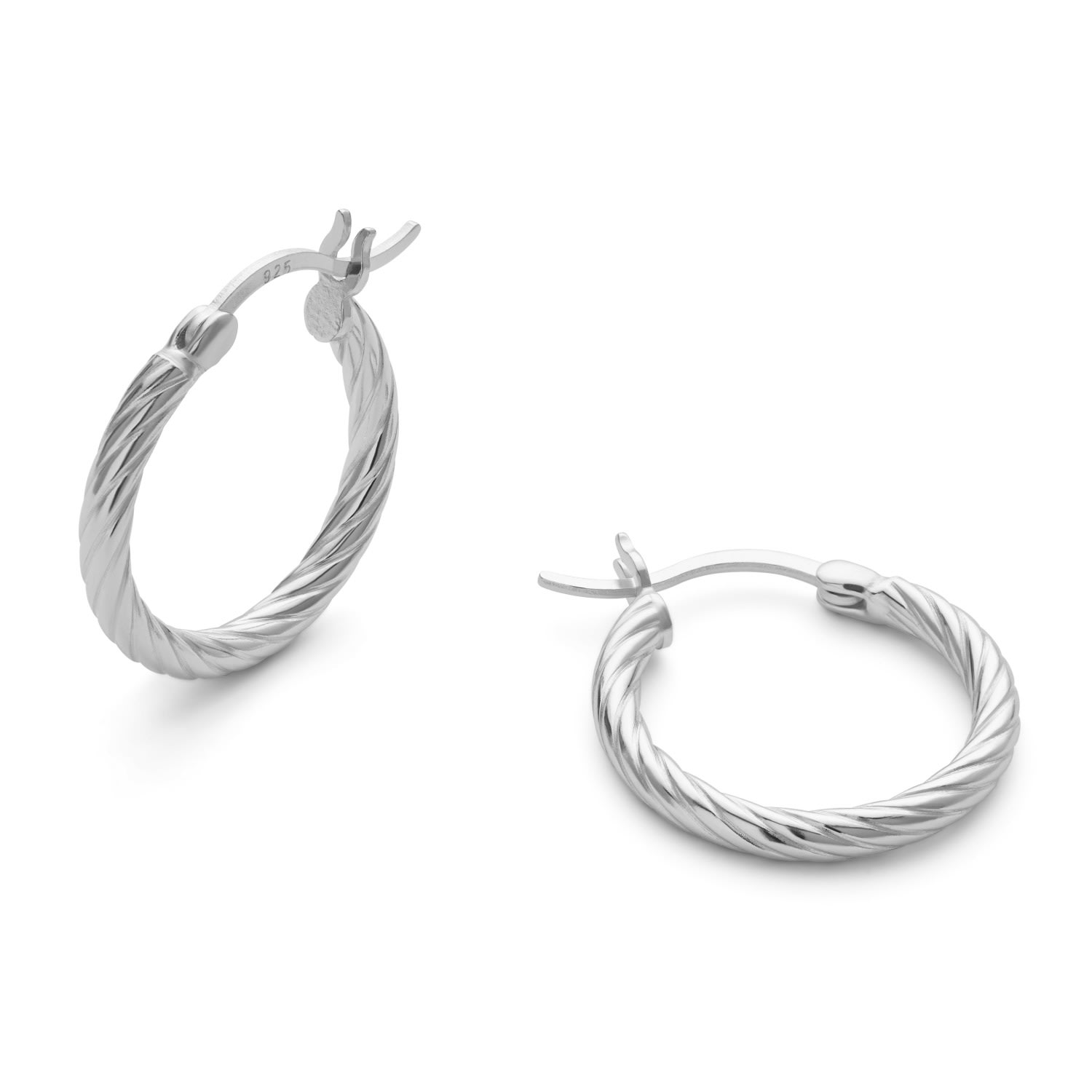 Women’s Large Sterling Silver Twist Huggie Hoop Earrings Elk & Bloom - Everyday Fine Jewellery