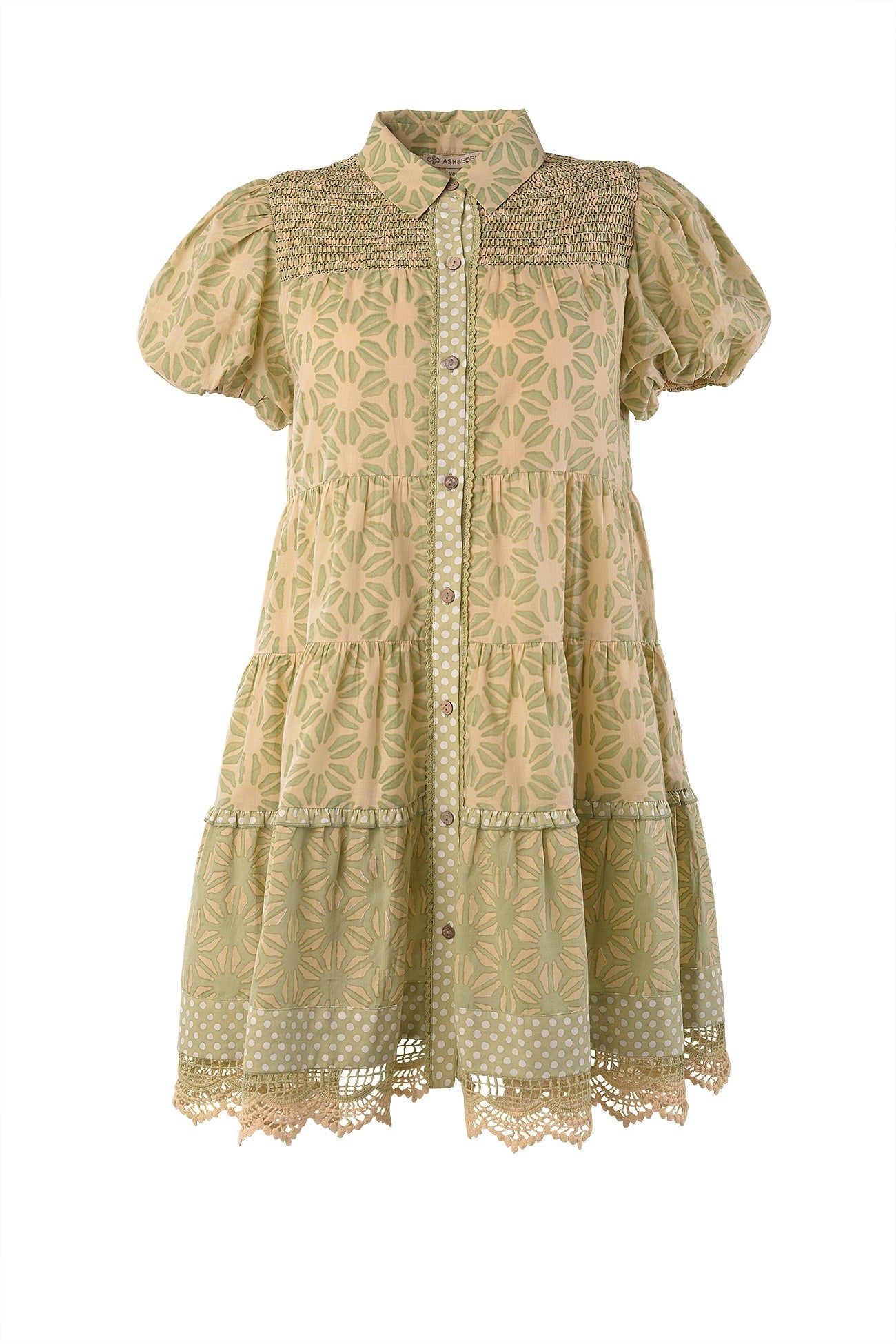 Ash & Eden Zinnia Shirt Dress In Green