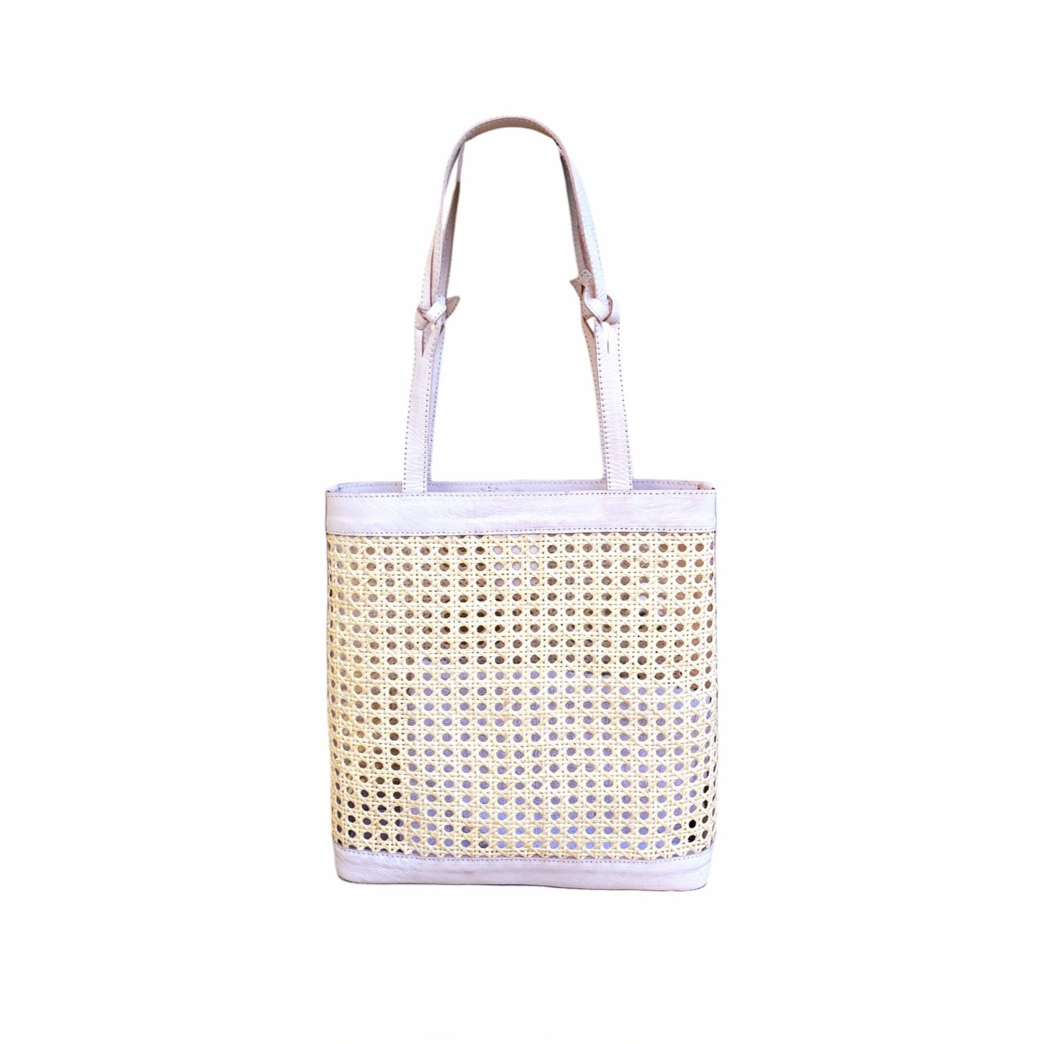 Ohsun Women's White / Neutrals Manuela Rattan And Leather Shoulder Bag - White