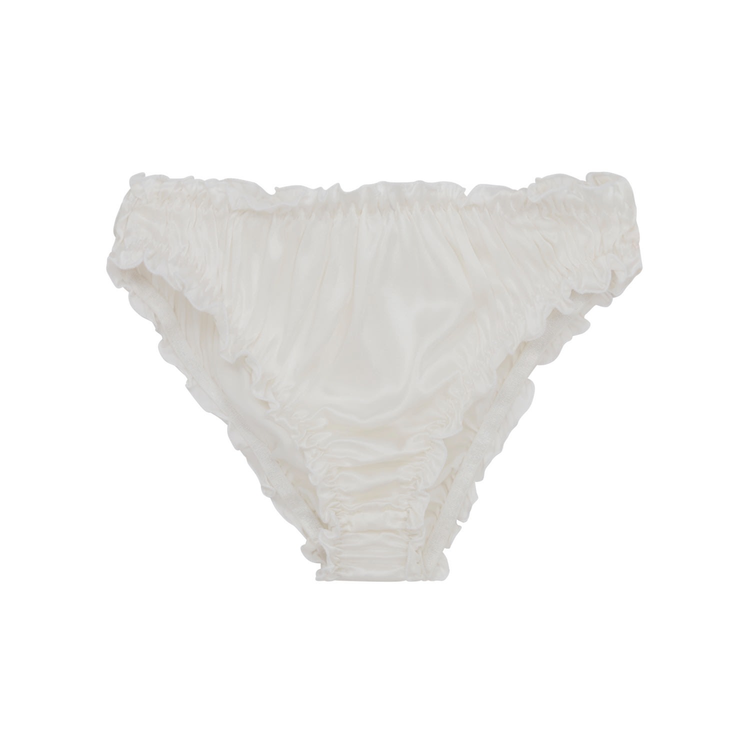 Women’s White Honey Ruffled Silk Briefs Extra Small Après-Midi