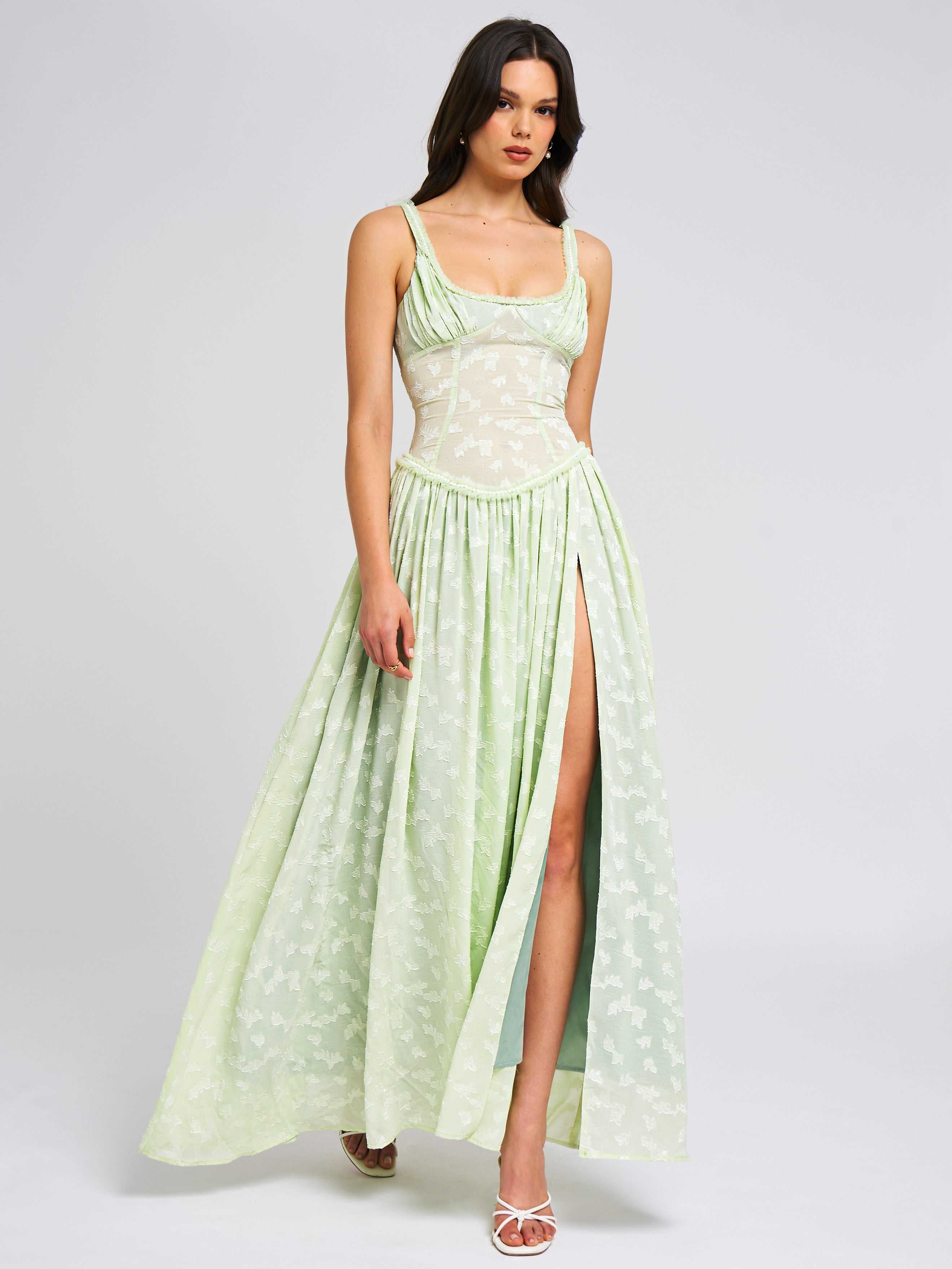 ワンピース FOLKS THE LABEL Square Neck Maxi Dress Shop Kate | Bottle Green Square Neck Maxi Dress with Plunge