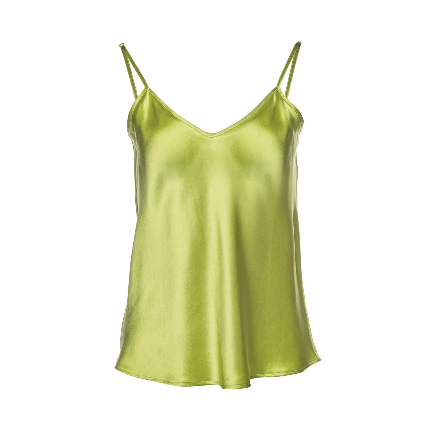 Women’s Green Vasiliki V-Neck Silk Camisole In Lime Cream Extra Small Vasiliki Atelier