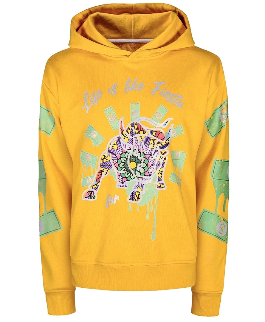 Miracles Manifester Women's Yellow / Orange Inspirational Affirmation Hoodie With Reflective Design - Yellow