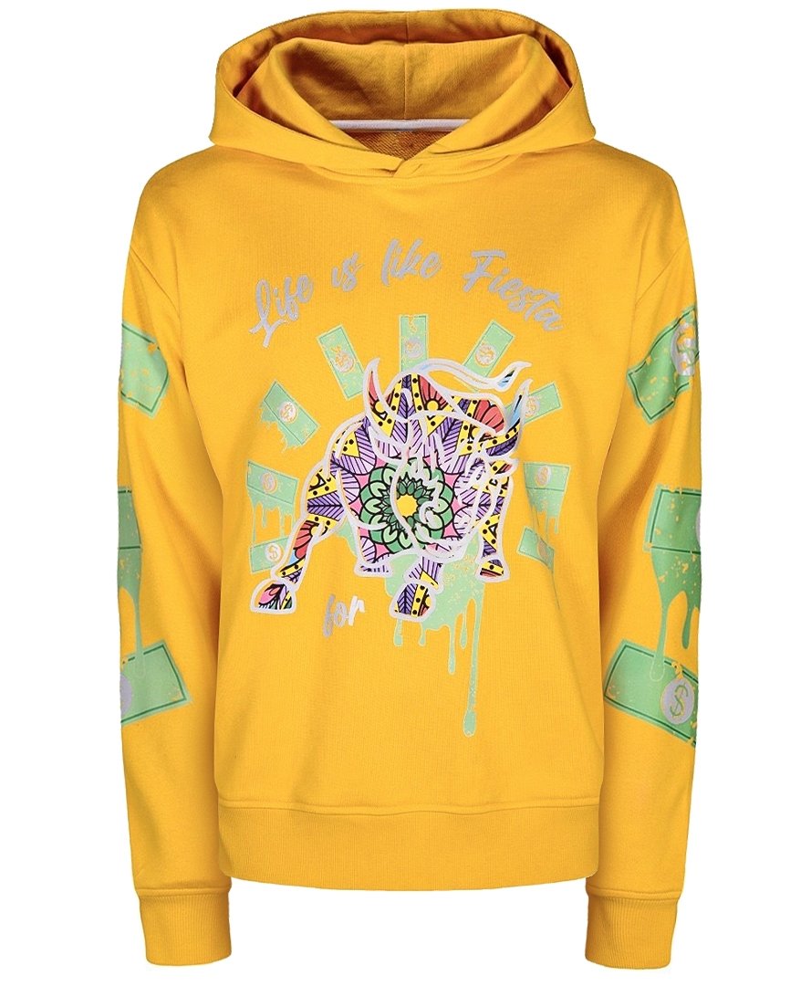 Miracles Manifester Women's Yellow / Orange Inspirational Affirmation Hoodie With Reflective Design - Yellow In Yellow/orange