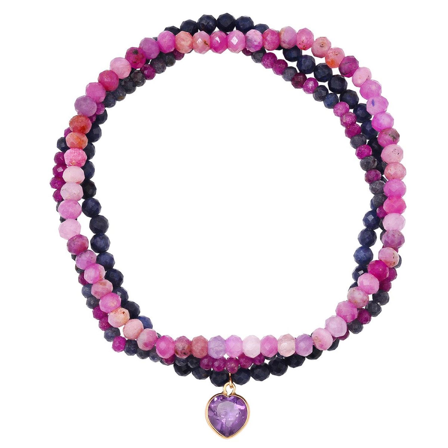 Soul Journey Jewelry Women's Pink / Purple Heart Center Ruby Bracelets In Pink/purple