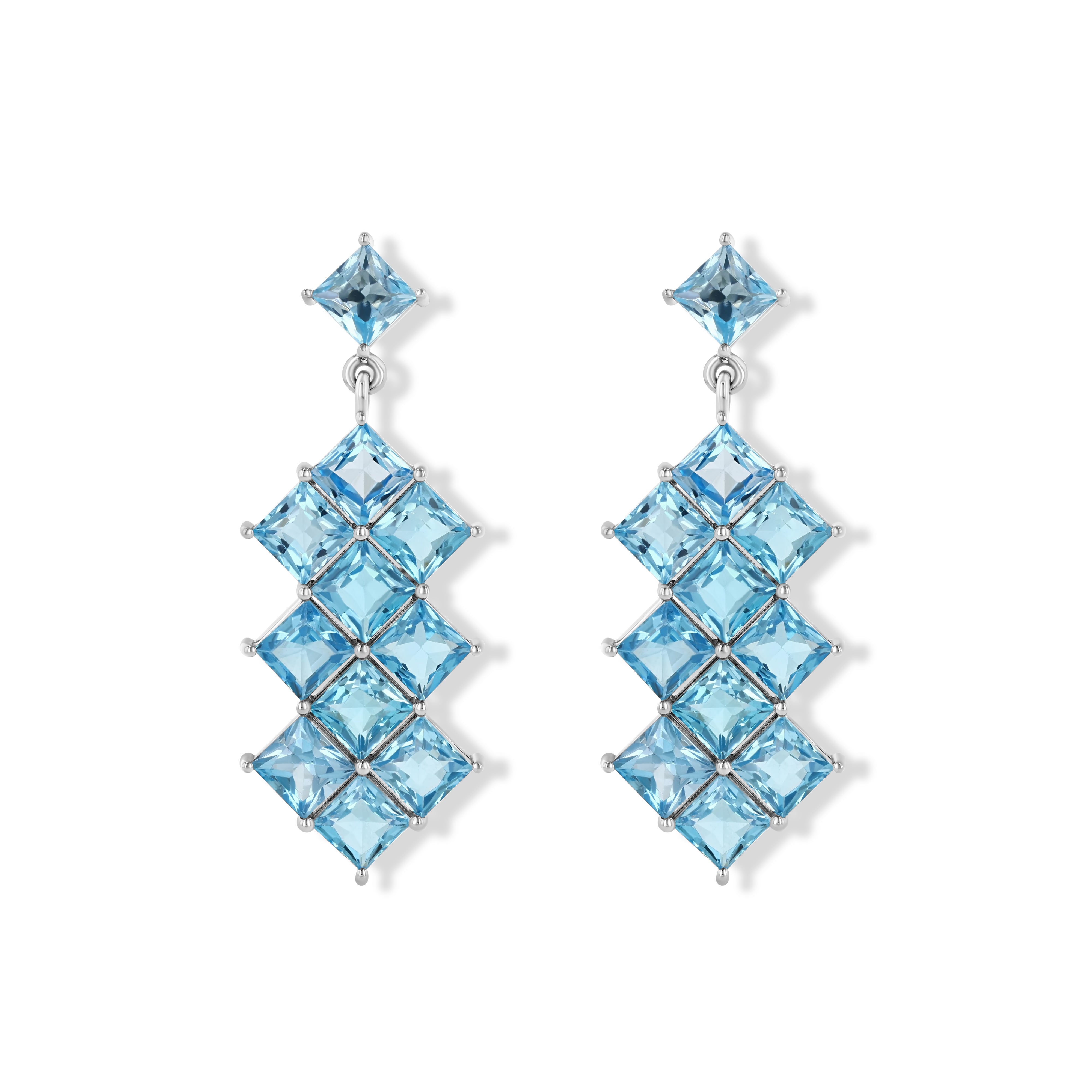 Jewelbird Women's Blue Topaz Ocean Earrings