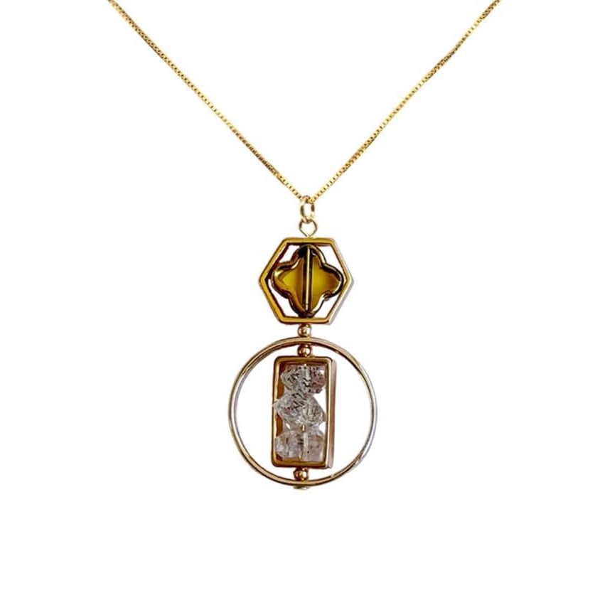 Aracheli Studio Women's Gold / White / Yellow Art X Herkimer Crystals Necklace In Gold