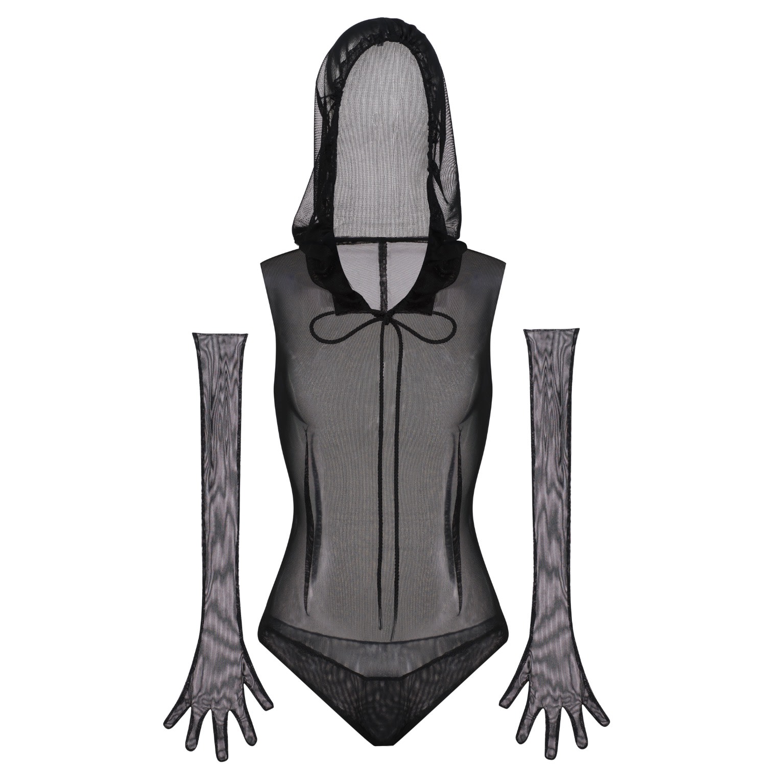 Women’s Black Hoodie Bodysuit & Gloves Medium ÃšchÃ¨