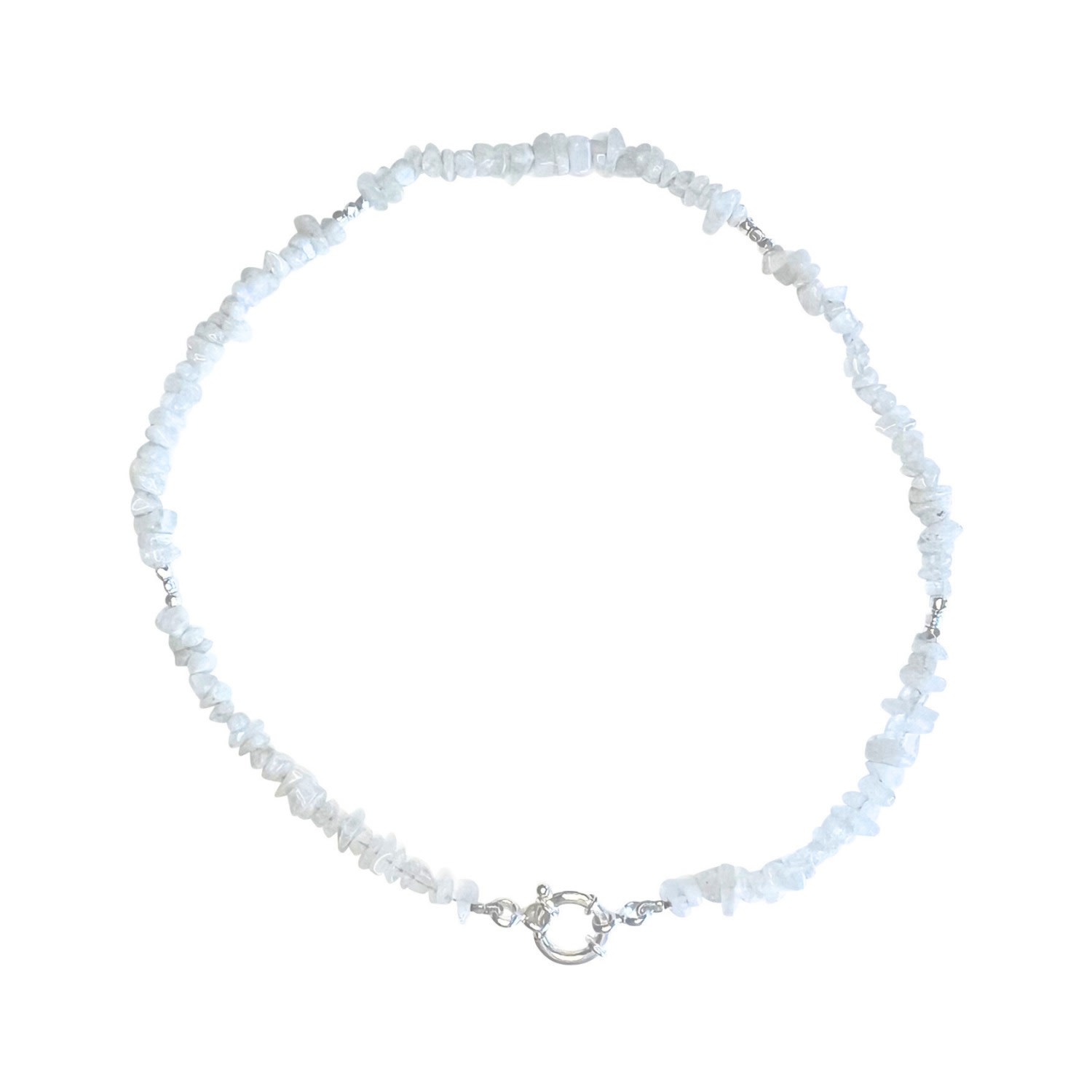 Rize Women's Silver / White Rainbow Moonstone Choker Necklace - Sterling Silver In Blue