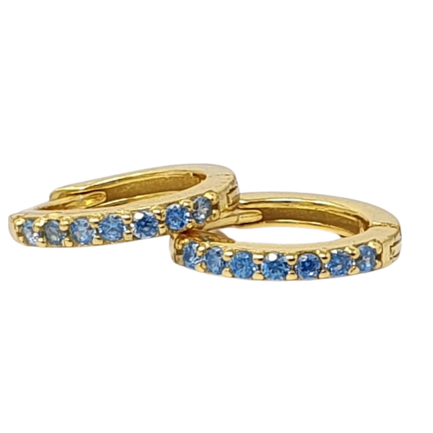 Women’s Blue / Gold Aquamarine March Birthstone Small Huggie Hoop Earrings Harfi